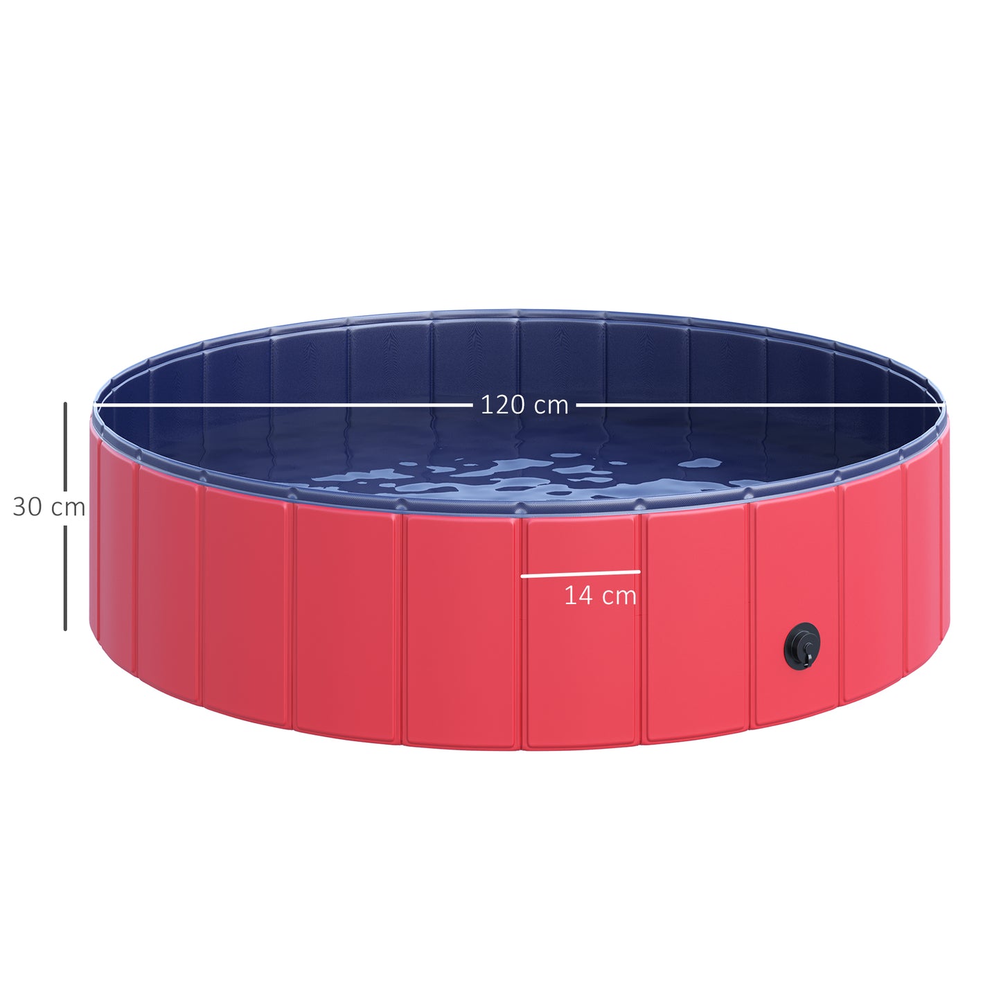 PawHut Piscina Plegable para Perros Gatos Ø120x30 cm Bañera Portátil para Mascotas PVC Antideslizante Múltiples Usos para Interiores y Exteriores Rojo