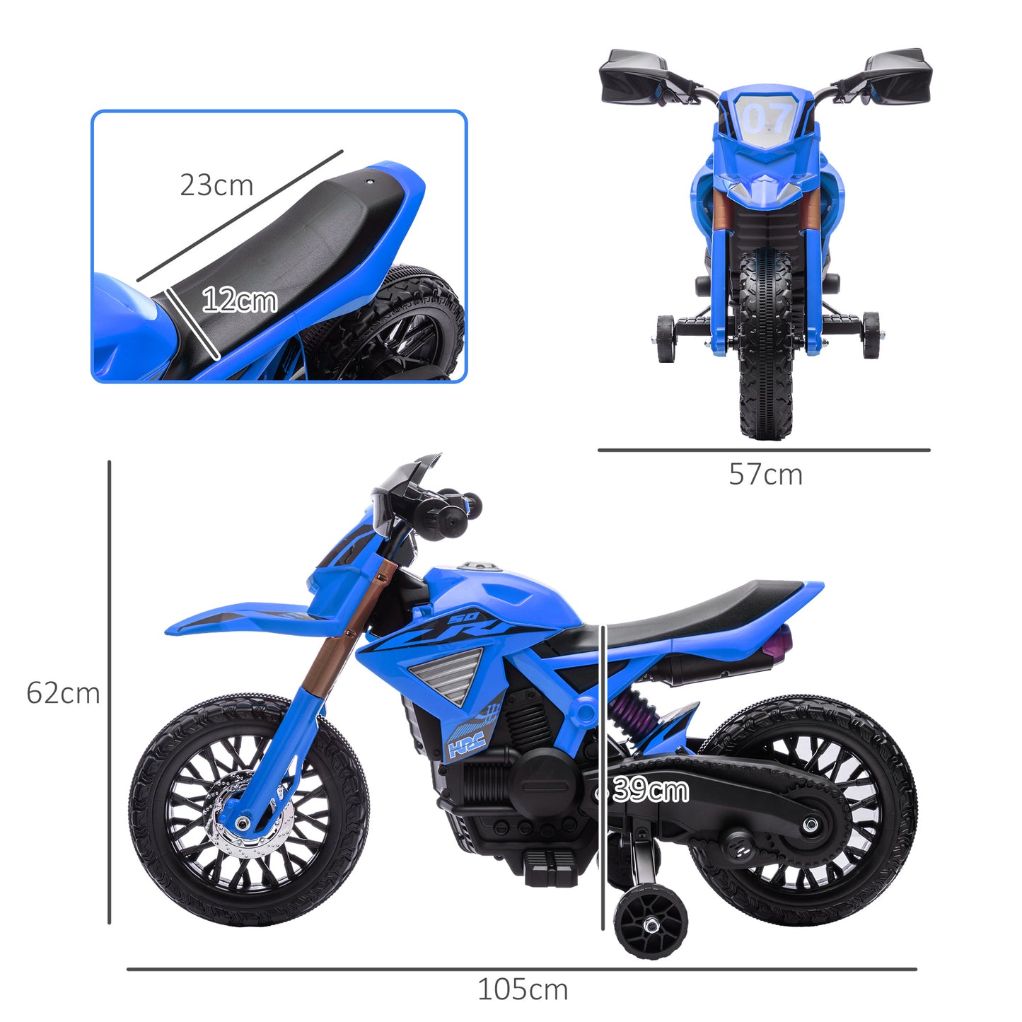 AIYAPLAY Moto Eléctrica para Niños de +3 Años Moto de Batería para Niños 6V con Ruedas de Entrenamiento y Bocina Moto para Niños Carga 30 kg Azul