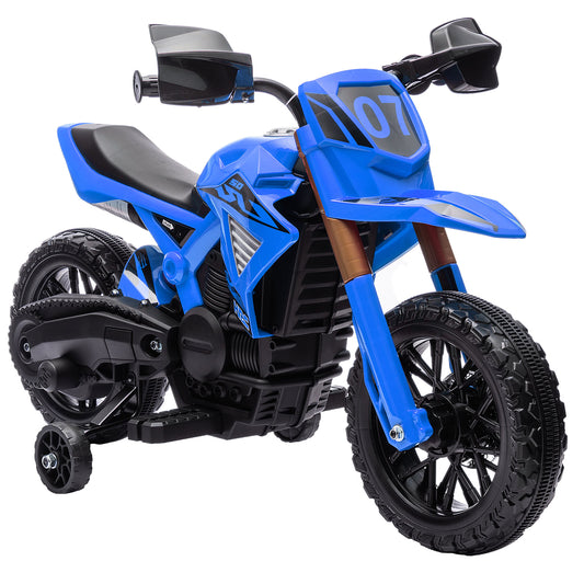 AIYAPLAY Moto Eléctrica para Niños de +3 Años Moto de Batería para Niños 6V con Ruedas de Entrenamiento y Bocina Moto para Niños Carga 30 kg Azul