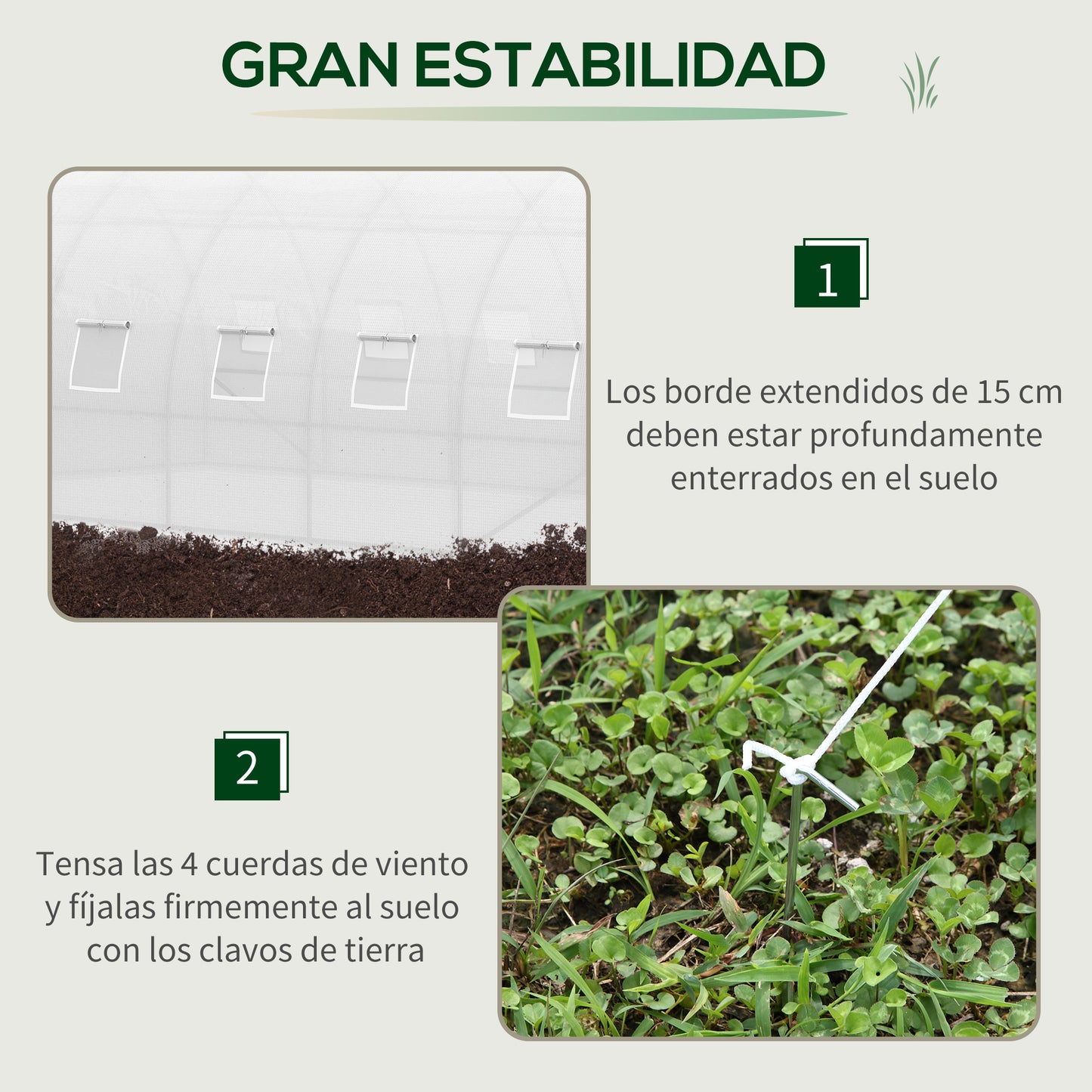 Outsunny Invernadero de Túnel 6x3x2 m Invernadero de Jardín con Puerta Enrollable 12 Ventanas Cubierta de PE 140 g/m² y Metal Galvanizado para Cultivos Plantas Verduras Blanco