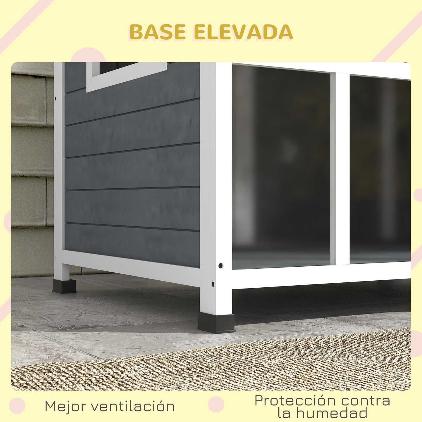 PawHut Caseta para Perros Casa para Perros Pequeños de Madera con Techo Abatible Frontal de Acrílico Puerta con Cortina y Fondo Extraíble 101x66,5x70,5 cm Gris Oscuro