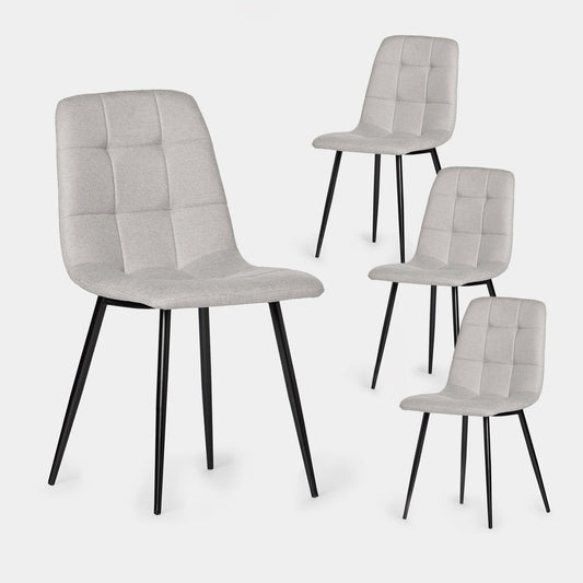 Pack 4 sillas de comedor tapizada gris con pata negra Ailan -  Klast