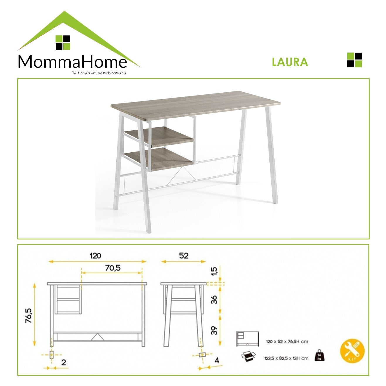 Pack escritorio Laure +  silla Celta - Momma Home