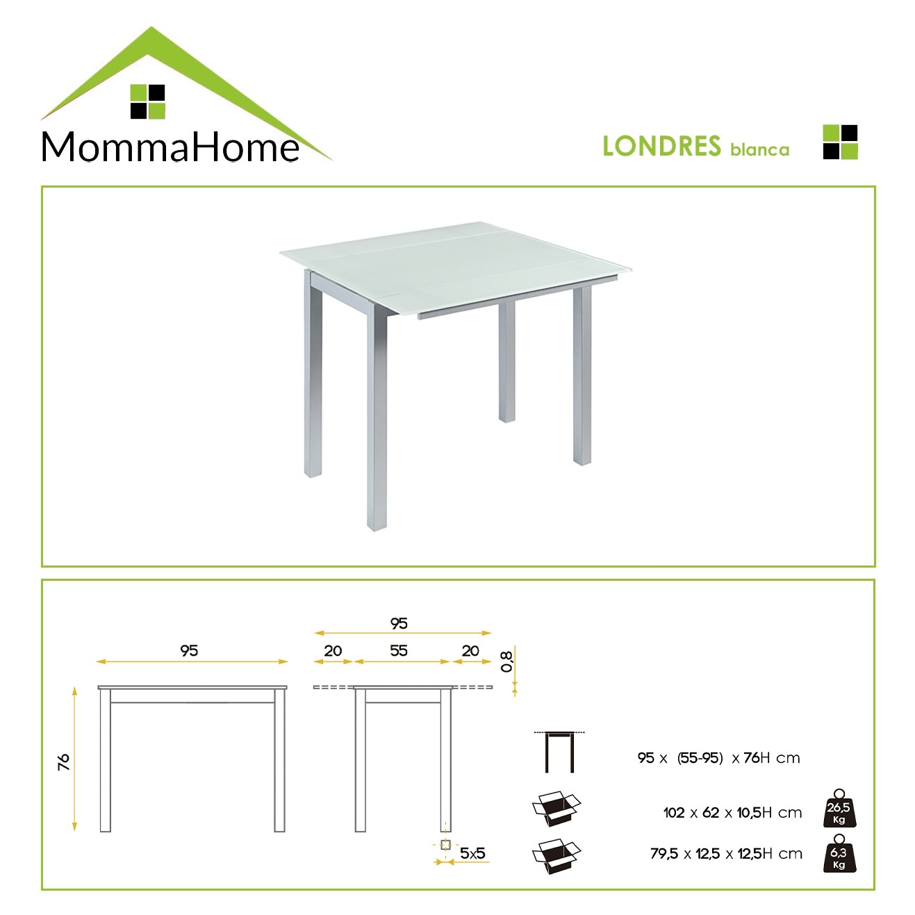 Pack Mesa de cocina Londres + Sillas Pamis - Momma Home