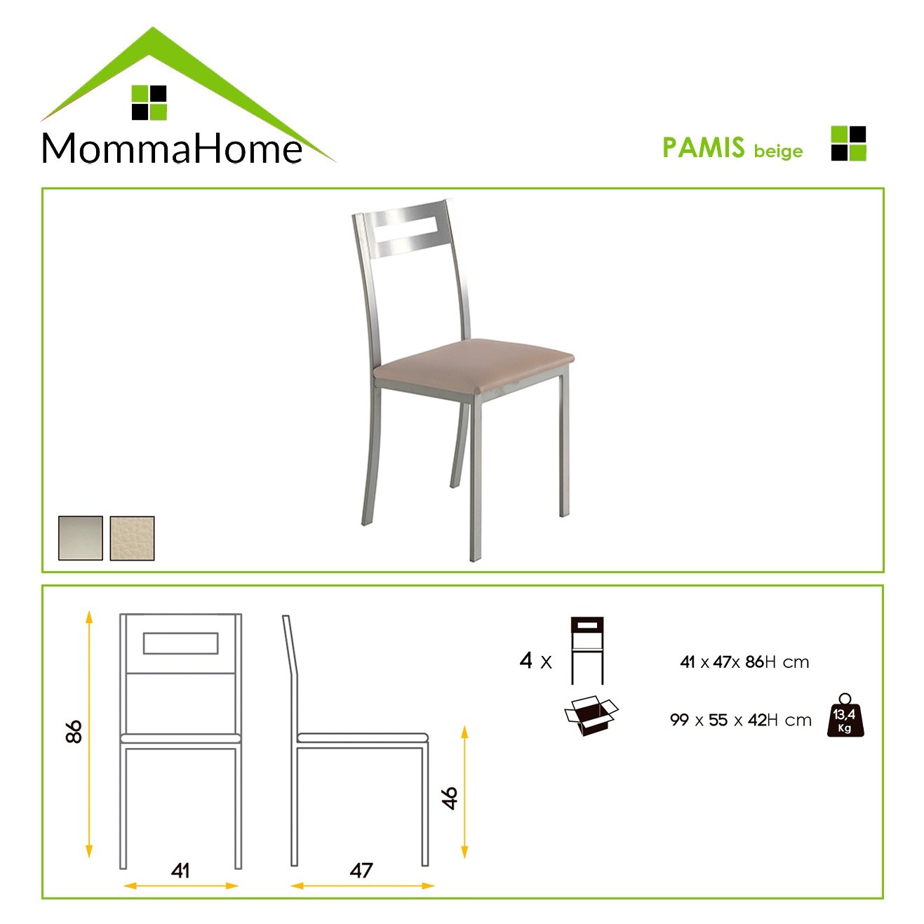 Pack Mesa de cocina Londres + Sillas Pamis - Momma Home