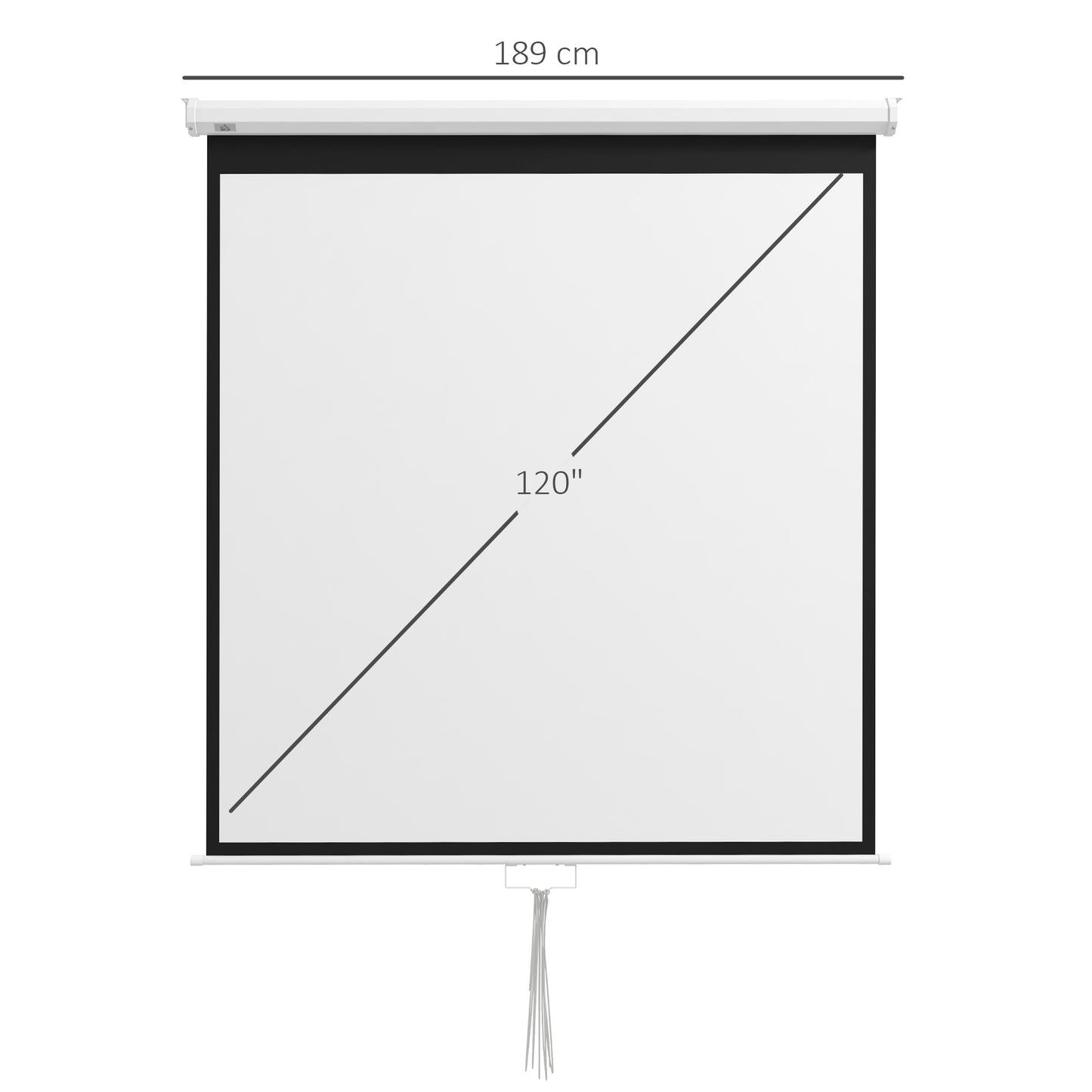 HOMCOM Pantalla de Proyector Manual 99 Pulgadas Pantalla de Proyección Portátil Formato 1:1 para Interior y Exterior Cine en Casa Patio 178x178 cm Blanco