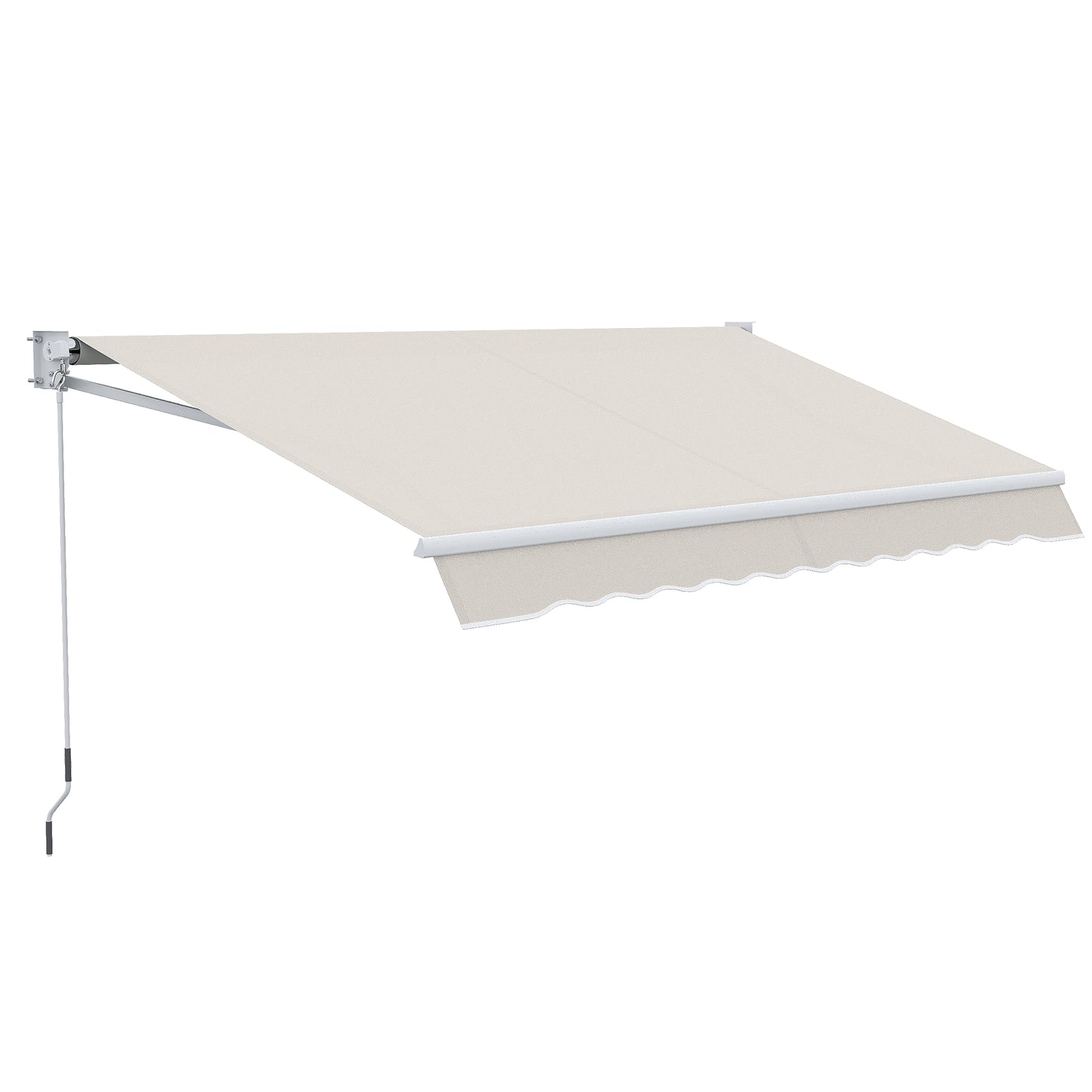 Outsunny Toldo Manual Retráctil 200x295 cm Toldo para Balcón con Manivela de Metal Impermeable y Anti-UV Toldo Enrollable de Exterior para Jardín Terraza Ventanas Crema