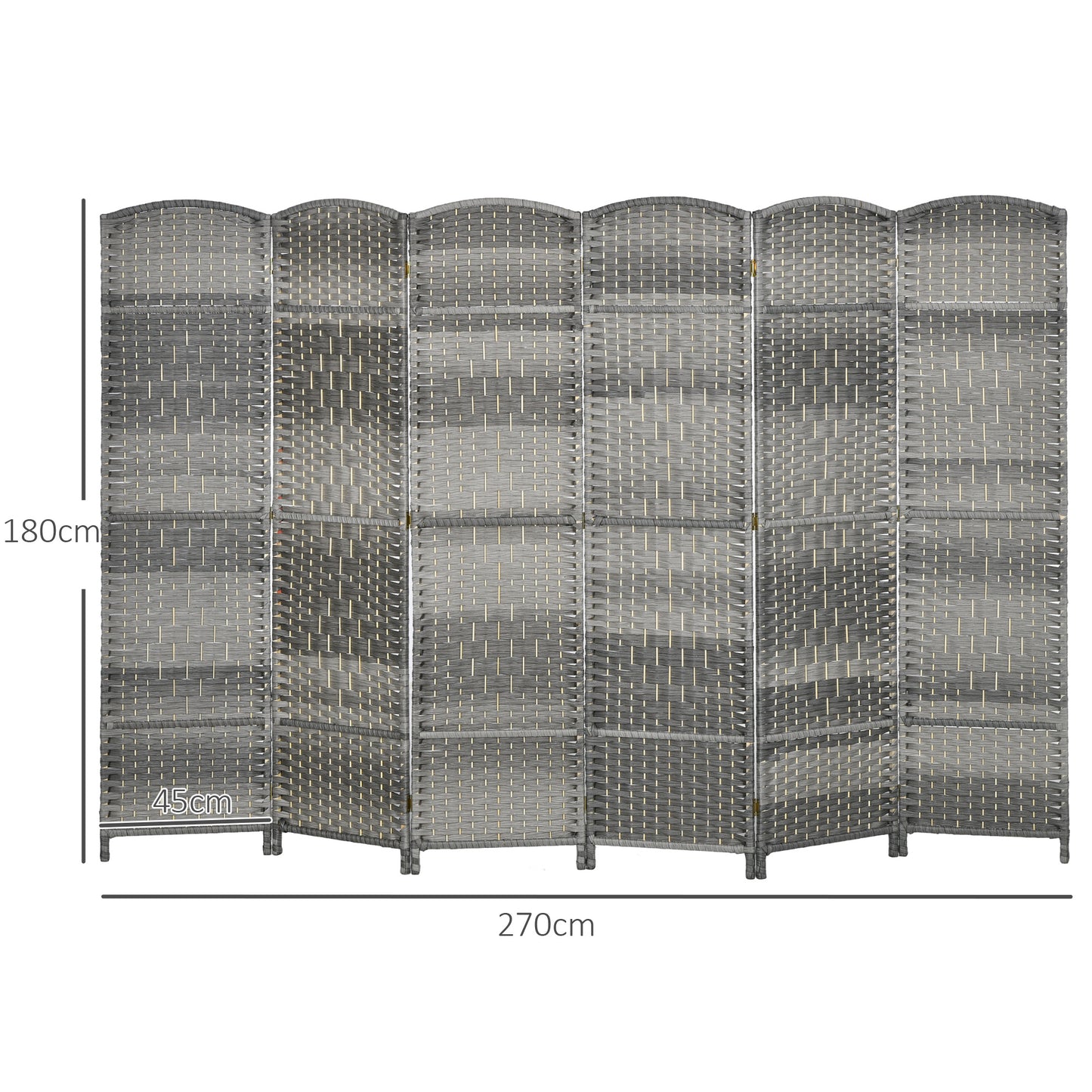 HOMCOM Separador de Ambientes Biombo Plegable 270x180 cm Pantalla de Privacidad de Polipropileno para Oficina Dormitorio Gris Mixto