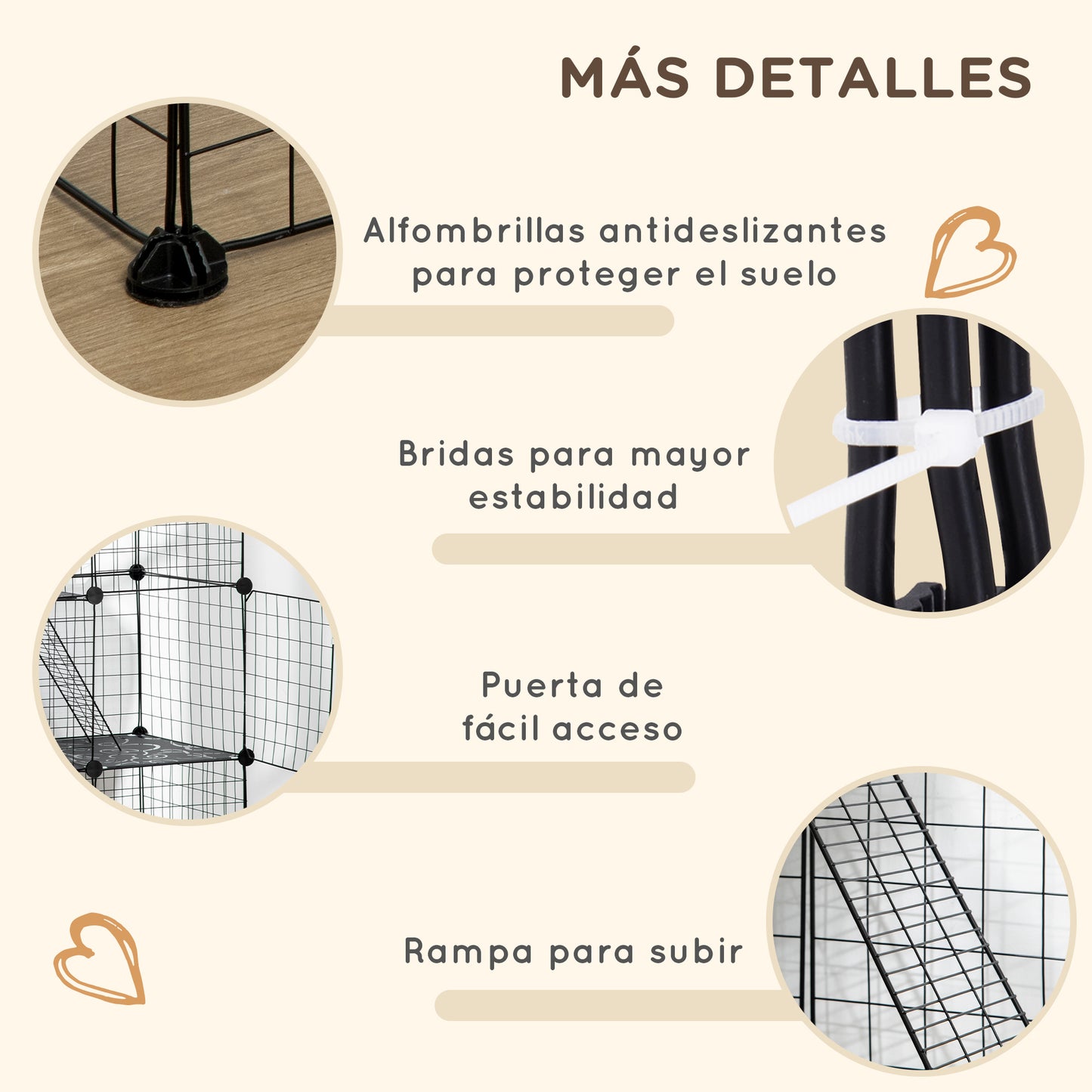 PawHut Jaula para Animales Pequeños de 31 Paneles Parque para Mascotas en Bricolaje con Rampa Corralito para Cobayas Conejos Chinchillas 105x45x105 cm Negro