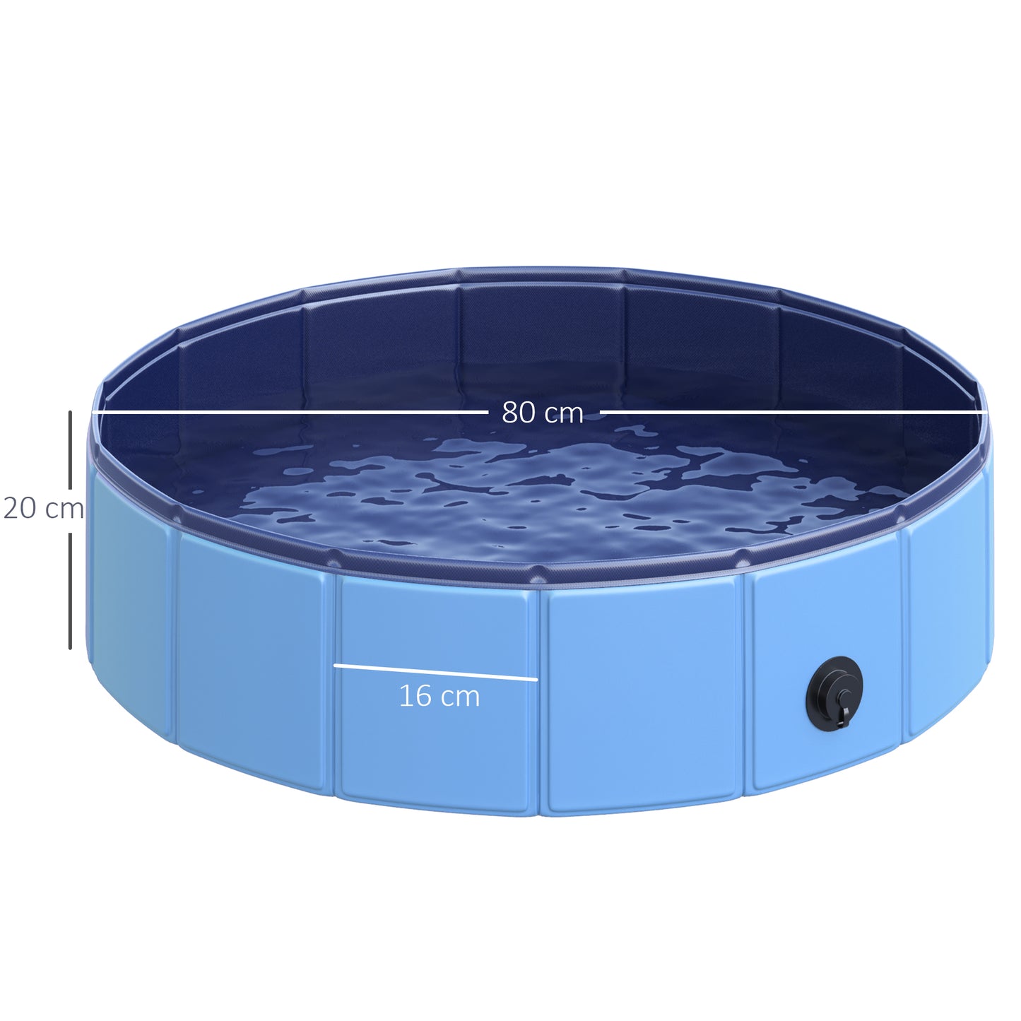 PawHut Piscina Plegable para Perros Gatos Ø80x20 cm Bañera Portátil para Mascotas PVC Antideslizante Múltiples Usos para Interiores y Exteriores Azul