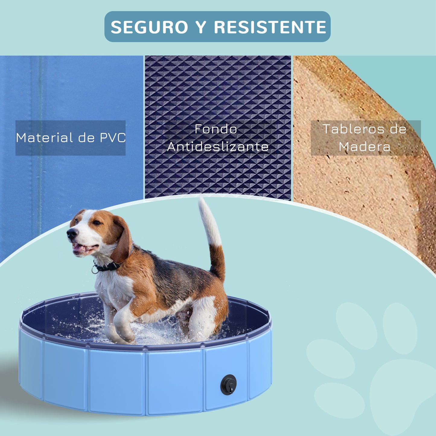 PawHut Piscina Plegable para Perros Gatos Ø80x20 cm Bañera Portátil para Mascotas PVC Antideslizante Múltiples Usos para Interiores y Exteriores Azul