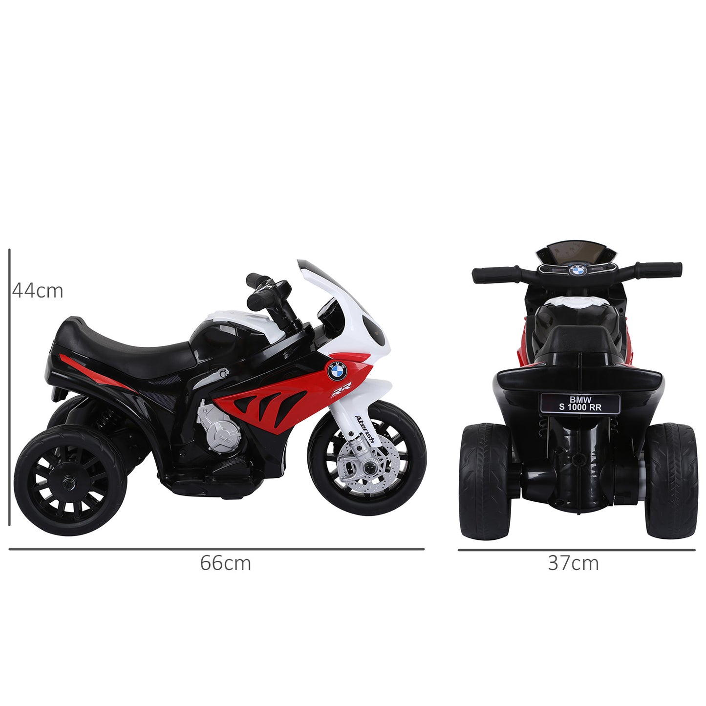 HOMCOM Moto Eléctrica para Niños de 18-36 Meses con Licencia BMW S1000RR Motocicleta de Batería 6V Moto Infantil con Música Carga 20 kg Rojo