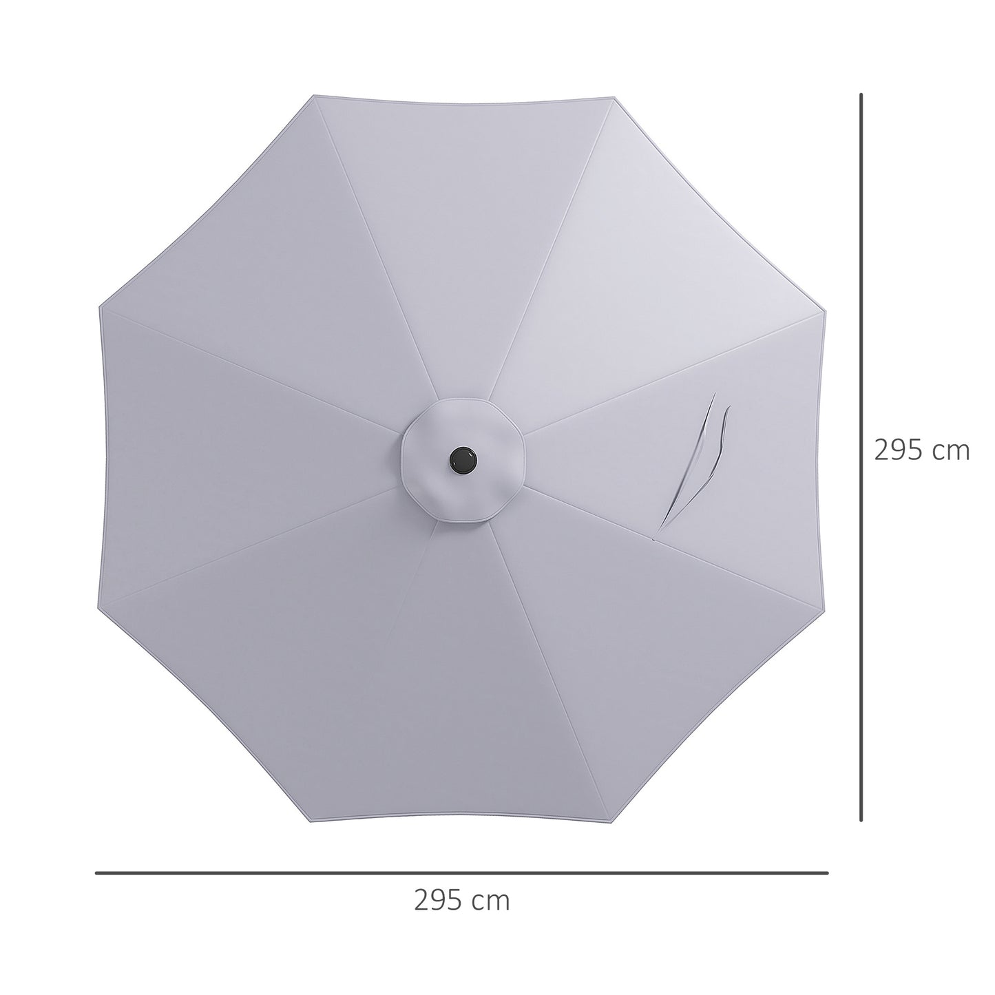 Outsunny Toldo de Recambio de Sombrilla de 3 m Toldo de Repuesto para Sombrilla de Patio con Ventilación Superior Cubierta de Repuesto para Parasol de Poliéster para Exteriores Gris