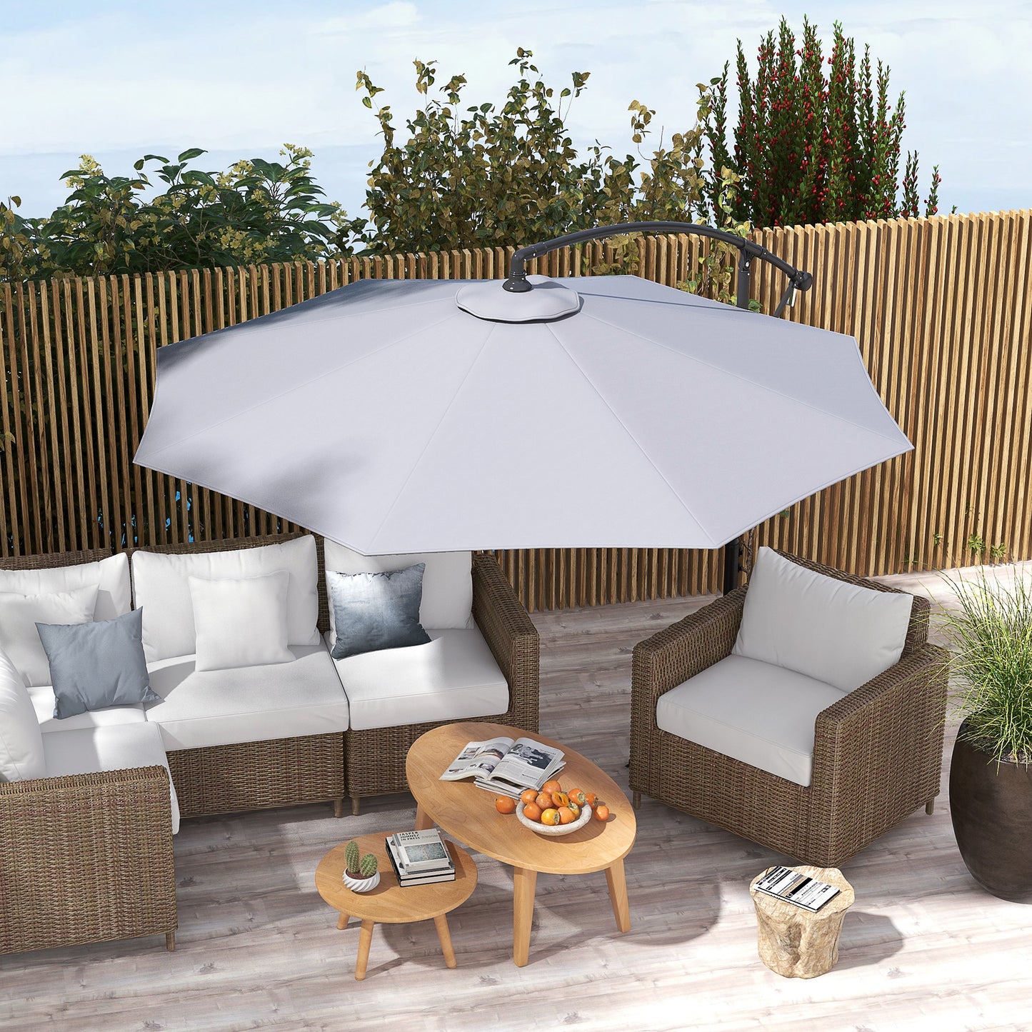 Outsunny Toldo de Recambio de Sombrilla de 3 m Toldo de Repuesto para Sombrilla de Patio con Ventilación Superior Cubierta de Repuesto para Parasol de Poliéster para Exteriores Gris