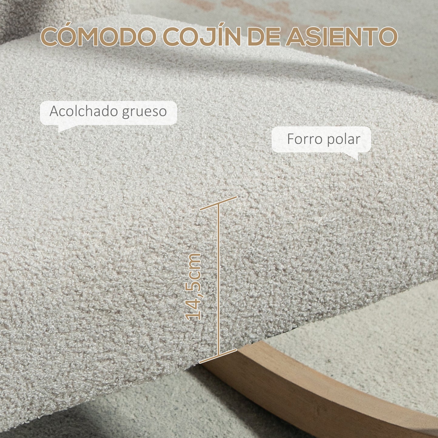 HOMCOM Mecedora Tapizada en Borreguito Silla Mecedora con Patas de Madera de Caucho y Reposabrazos Mecedora para Lactancia Carga 150 kg para Dormitorio Salón Gris