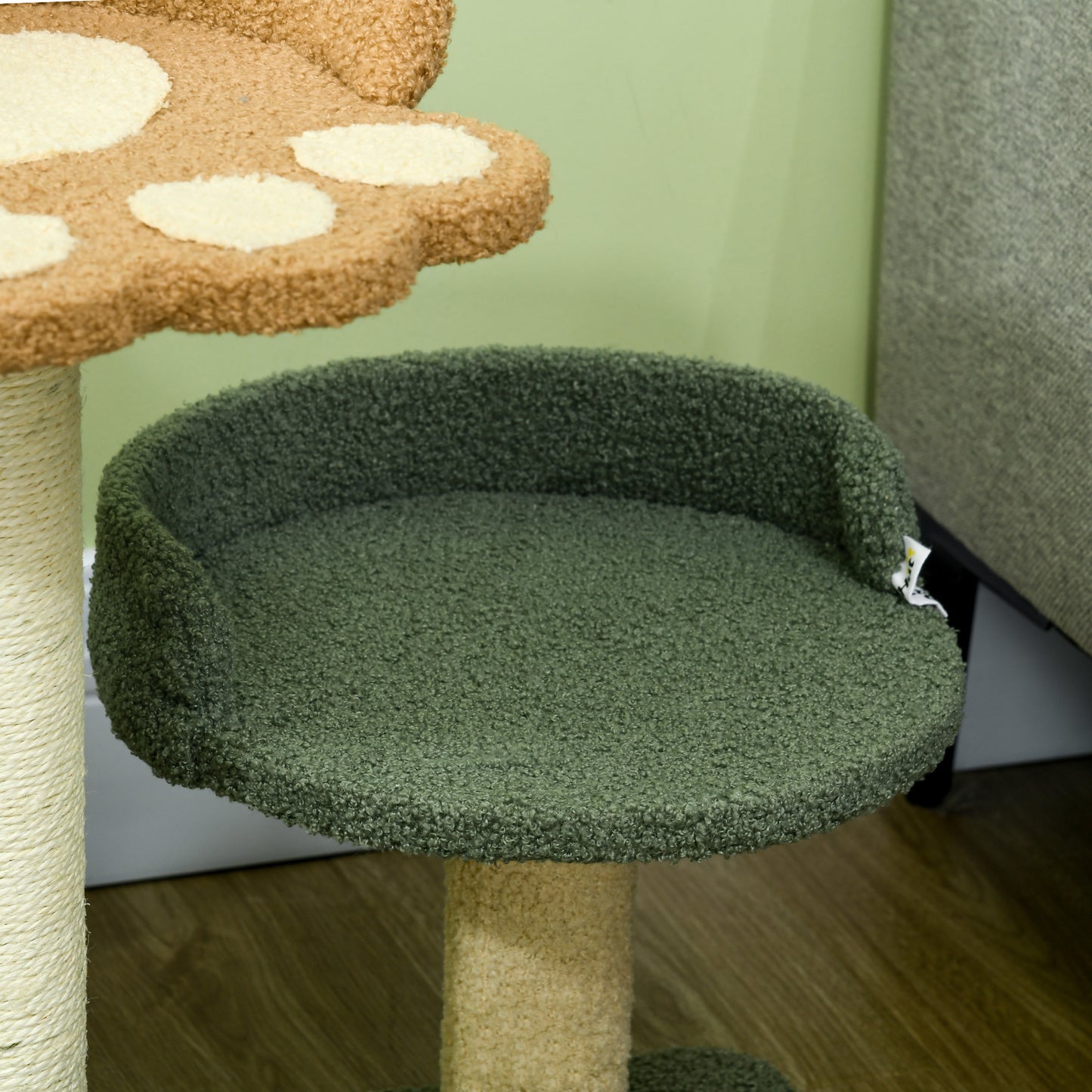 PawHut Árbol Rascador para Gatos Pequeño de 52 cm Torre para Gatos Centro de Actividades para Gatitos con Cama Poste de Sisal y Bola Colgante 43x39x52 cm Multicolor