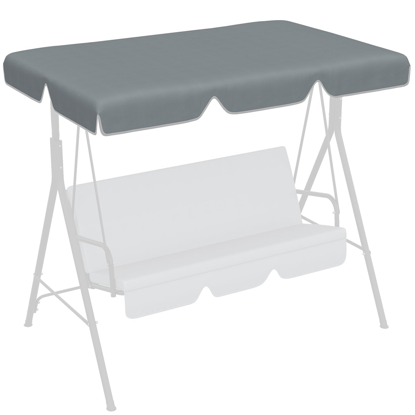 Outsunny Toldo de Repuesto para Columpio de 2/3 Plazas Toldo Recambio para Balancín Cubierta de Reemplazo Protección UV50+ para Jardín Terraza Patio 192x144 cm Gris Oscuro