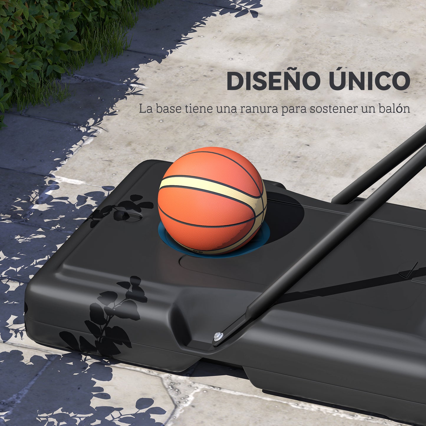 HOMCOM Canasta de Baloncesto de Exterior con Altura Ajustable 220-365 cm Aro de Baloncesto Portátil con Soporte Canasta de Baloncesto con Ruedas Base Rellenable Negro