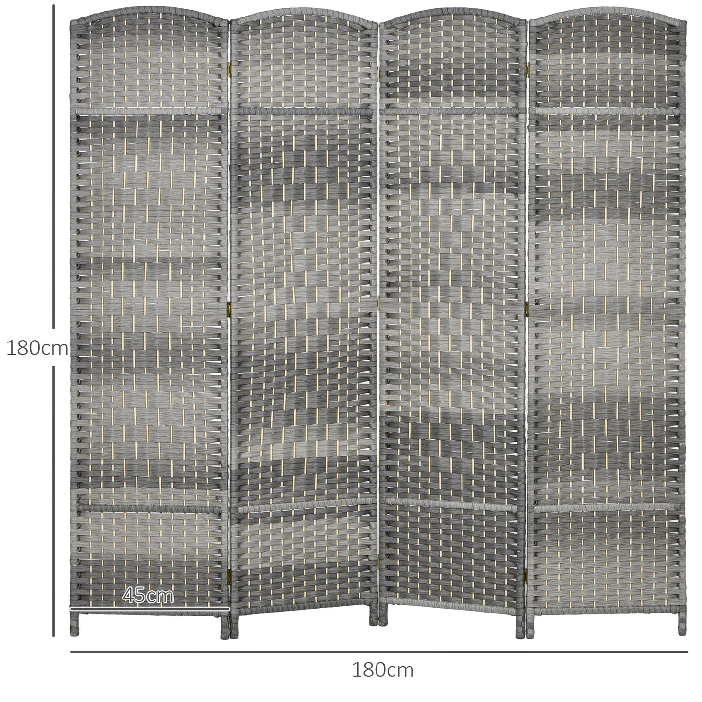 HOMCOM Separador de Ambientes Biombo Plegable 180x180 cm Pantalla de Privacidad de Polipropileno para Oficina Dormitorio Gris Mixto