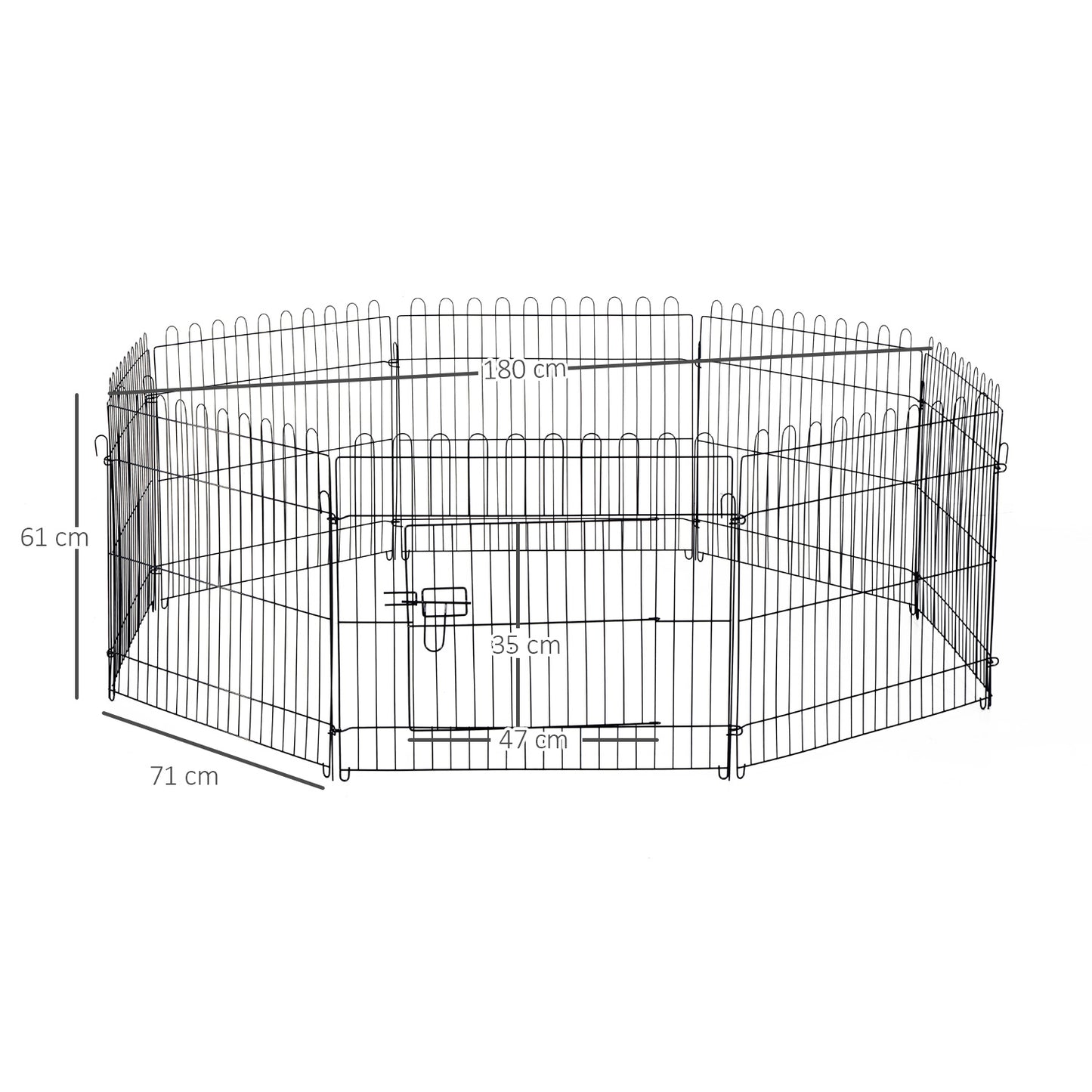 PawHut Parque de Juegos para Perros 8 Paneles 71x61 cm Plegables Jaula Metálica para Mascotas con Puerta para Jardín Patio Exterior Negro