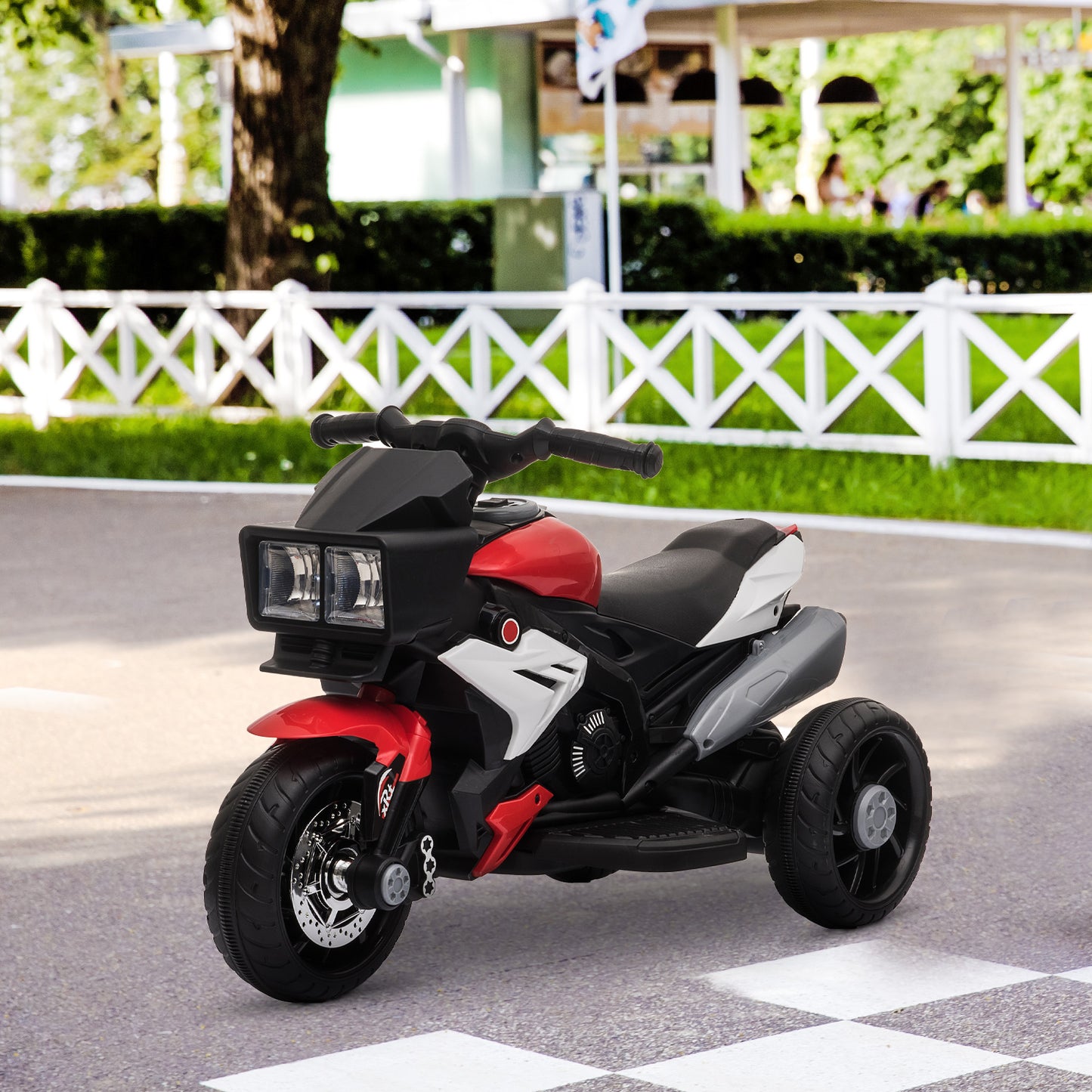 HOMCOM Moto Eléctrica para Niños de +3 Años Moto de Batería 6V con Luces Música Bocina Neumáticos Anchos Moto para Niños con Velocidad 3 km/h Rojo y Negro