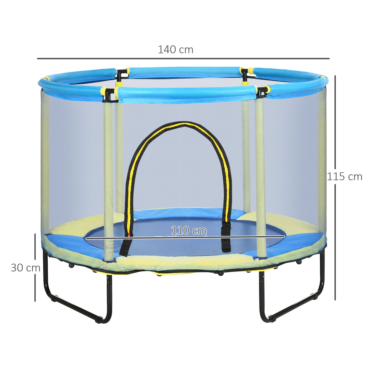 ZONEKIZ Cama Elástica Infantil Ø140 cm con Red de Seguridad Trampolín para Niños de 1-6 Años Cubierta de Bordes para Interior Exterior Carga 50 kg Azul