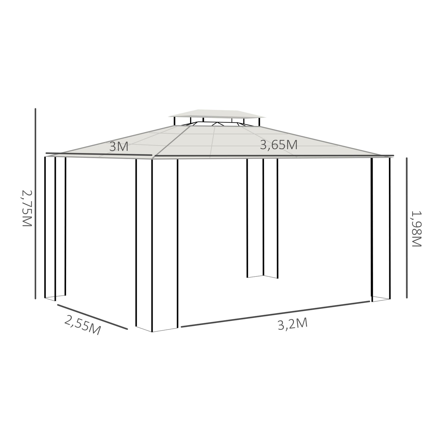 Outsunny Cenador para Jardín 3,6x3 m con Marco de Alumnio Pabellón para Exterior con Techo de Policarbonato Anti-UV Gazebo para Fiestas Eventosos Marrón