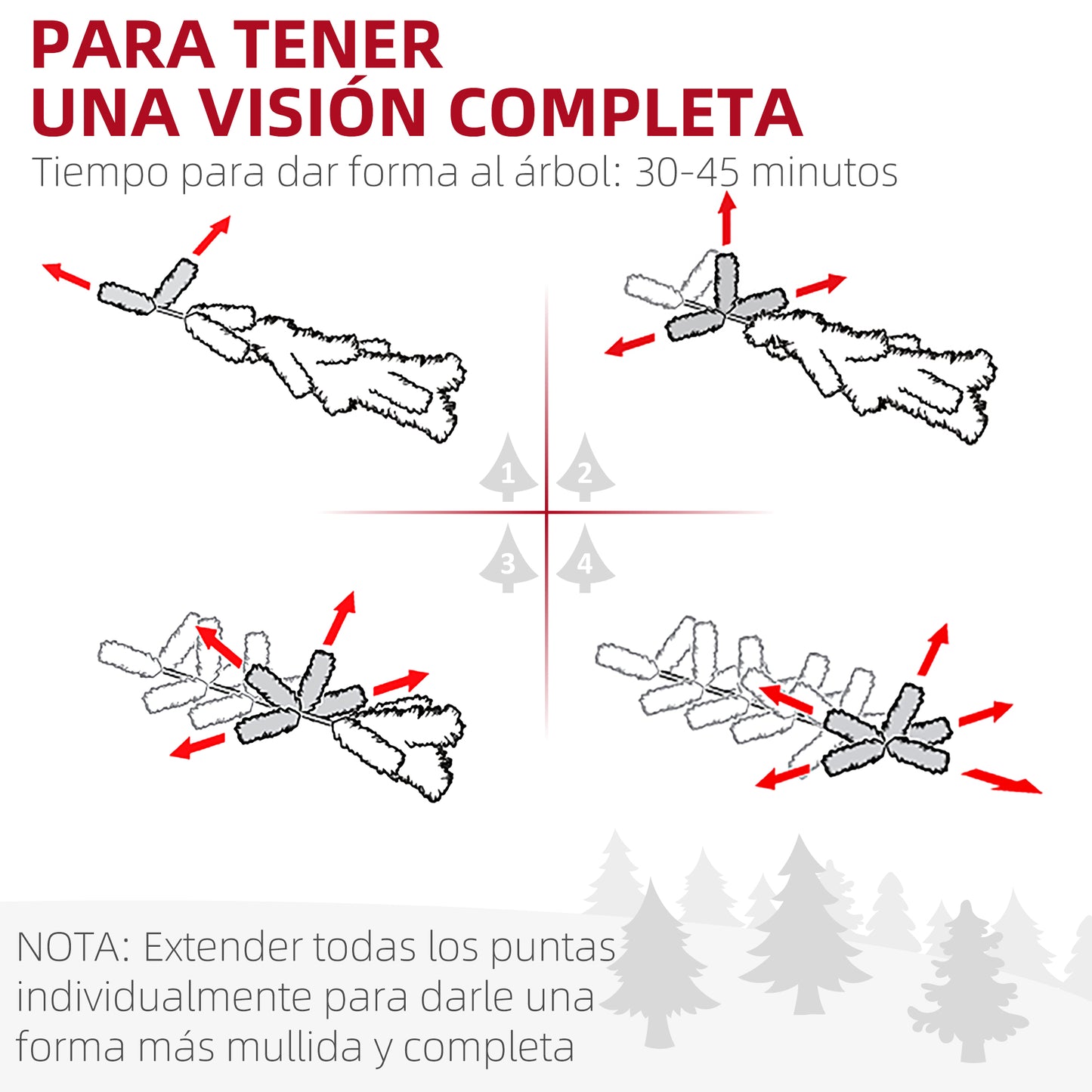 HOMCOM Árbol de Navidad 225 cm Árbol de Navidad con Luces LED de Dos Colores 519 Ramas Control Remoto y Soporte de Acero Árbol Navideño para Salón Interior Verde