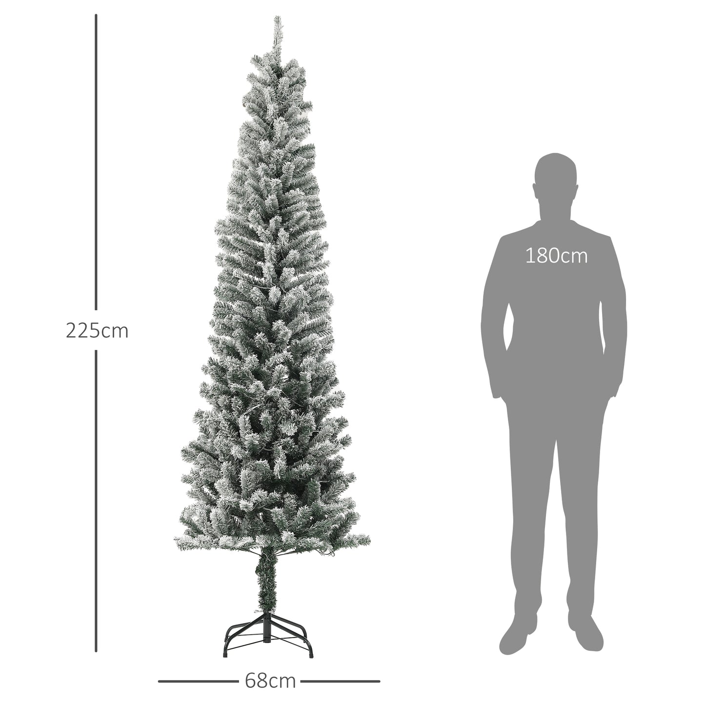 HOMCOM Árbol de Navidad 225 cm Árbol de Navidad con Luces LED de Dos Colores 519 Ramas Control Remoto y Soporte de Acero Árbol Navideño para Salón Interior Verde