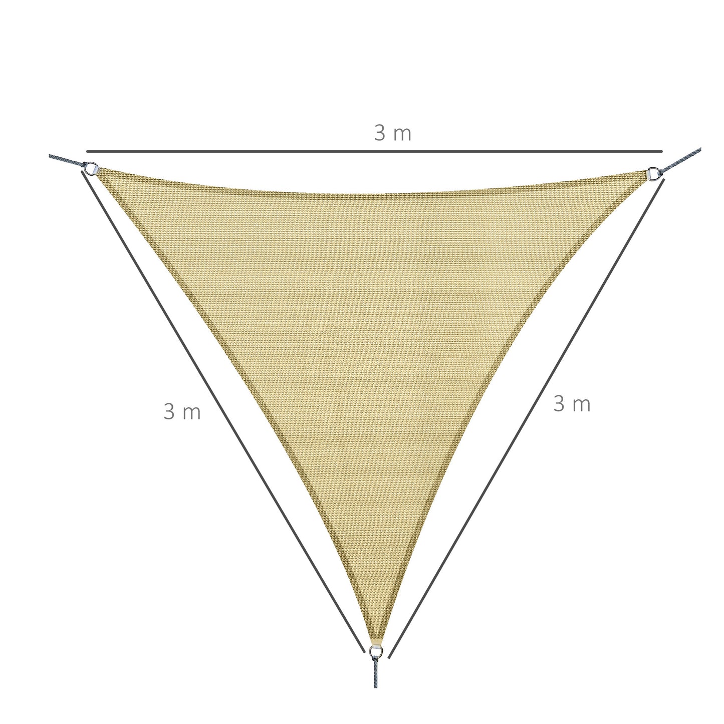 Outsunny - Toldo vela triangulo (varios tamaños y colores), tamaño 3x3x3m, color arena