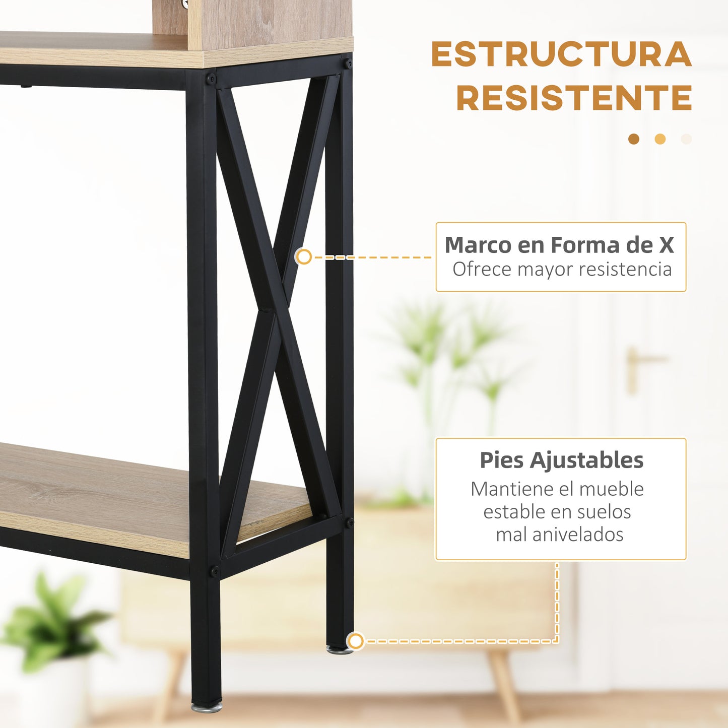 HOMCOM Mesa Consola Mueble para Recibidor con 2 Compartimientos y Estante Consola para Recibidor Entrada Pasillo 120x23,5x75 cm Roble y Negro