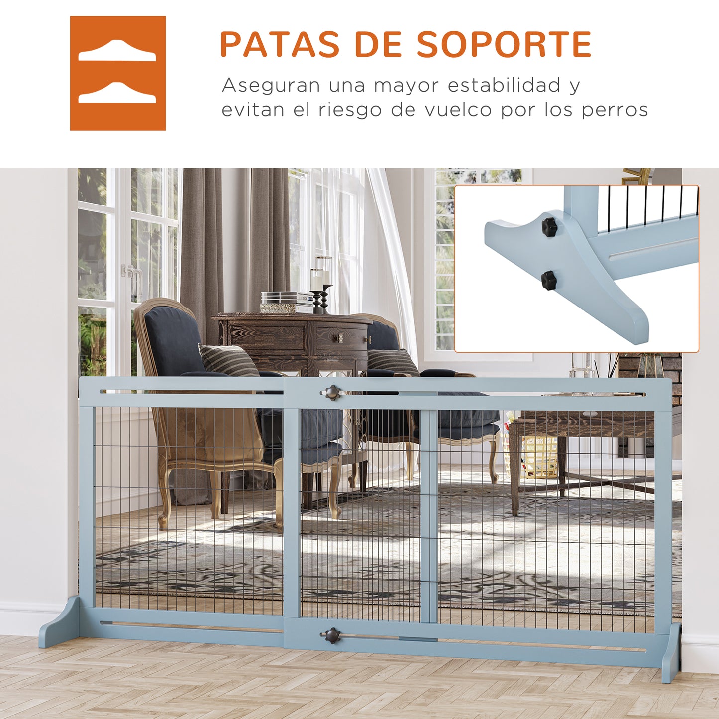 PawHut Barrera de Seguridad para Perros Extensible Barrera para Perros en Casa de Madera para Puerta Escalera Pasillo 104-183x36x69 cm Gris