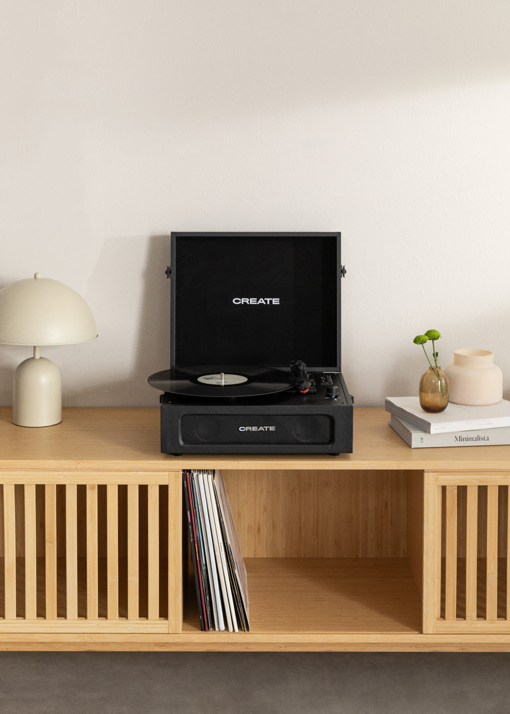 RECORD PLAYER COMPACT - Tocadiscos Retro con Bluetooth, USB, SD, MicroSD y MP3