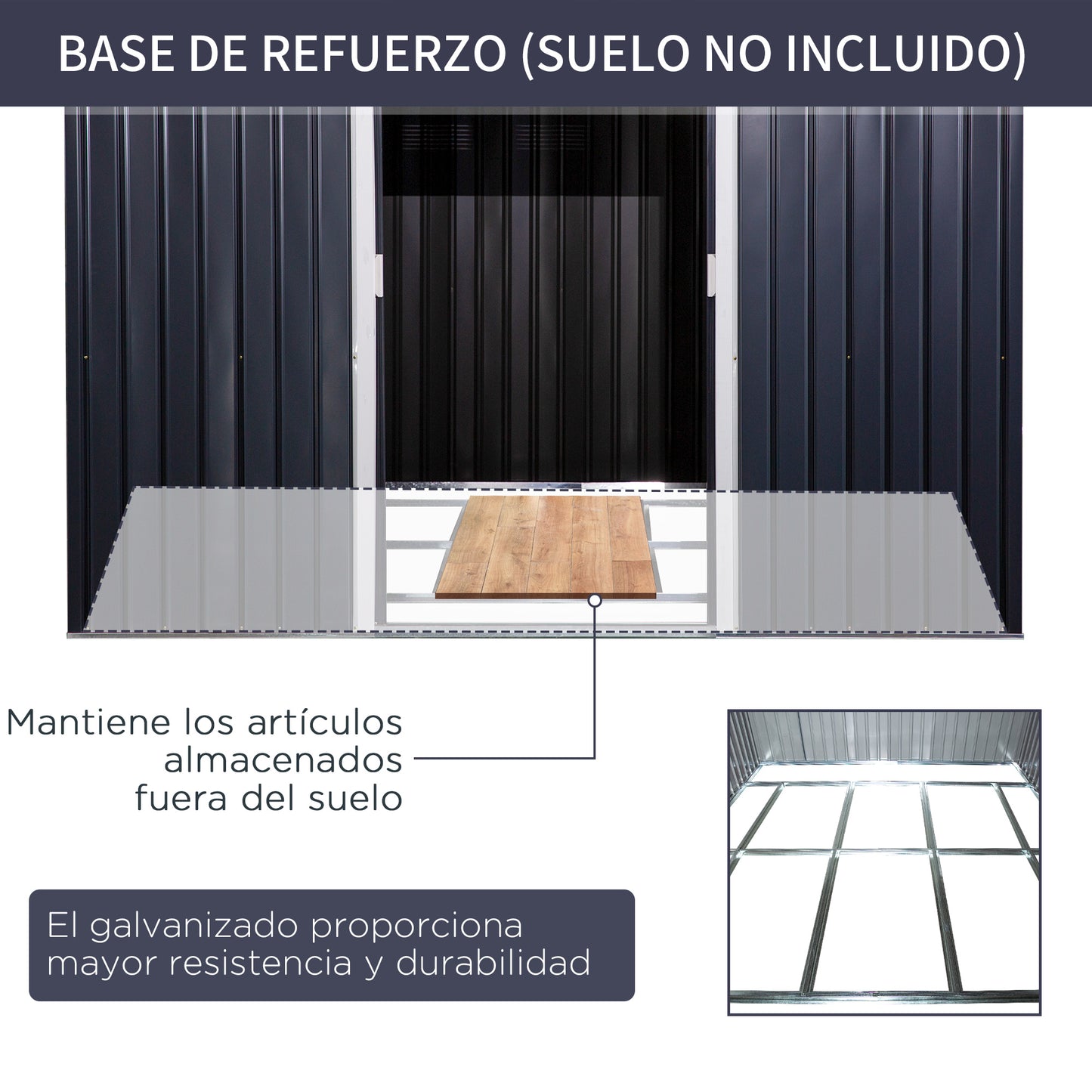 Outsunny Caseta de Jardín de Exterior Cobertizo de Jardín 8,3 m² 277x322x192 cm con 2 Puertas Corredizas Base Refuerzo (Suelo NO Incluido) para Patio Terraza Gris