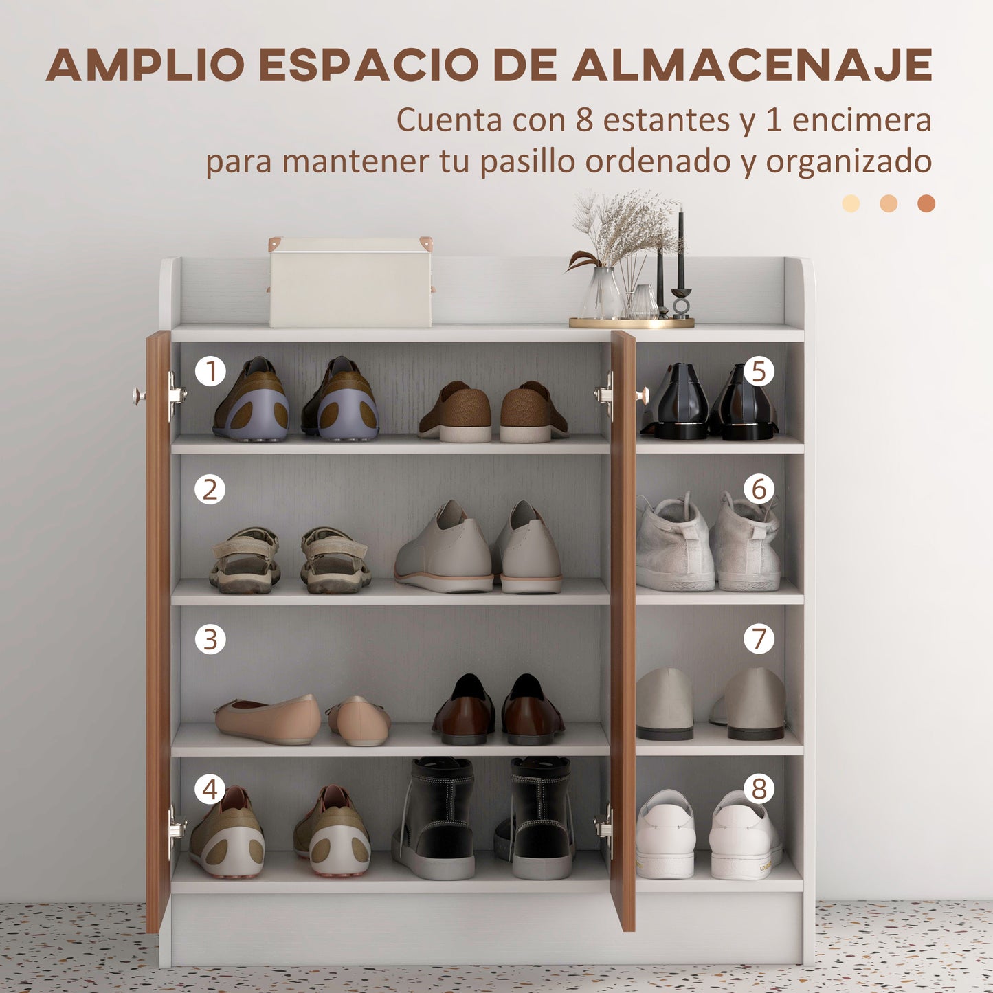 HOMCOM Mueble Zapatero de Recibidor Armario Zapatero Moderno con 2 Puertas Estantes Ajustables para 12 Pares de Zapatos Zapatero Estrecho para Pasillo Entrada 83x30x90 cm Natural