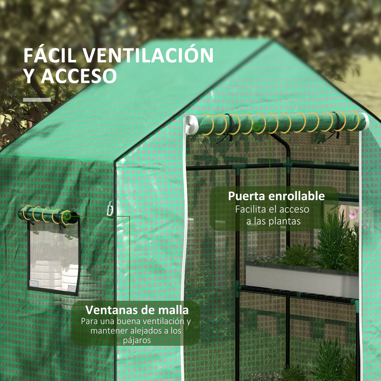 Outsunny Cubierta de Invernadero 140x73x190 cm Cubierta de Repuesto de Invernadero con Ventana Puerta con Cremallera Anti-UV Protección de Plantas para Jardín Verde