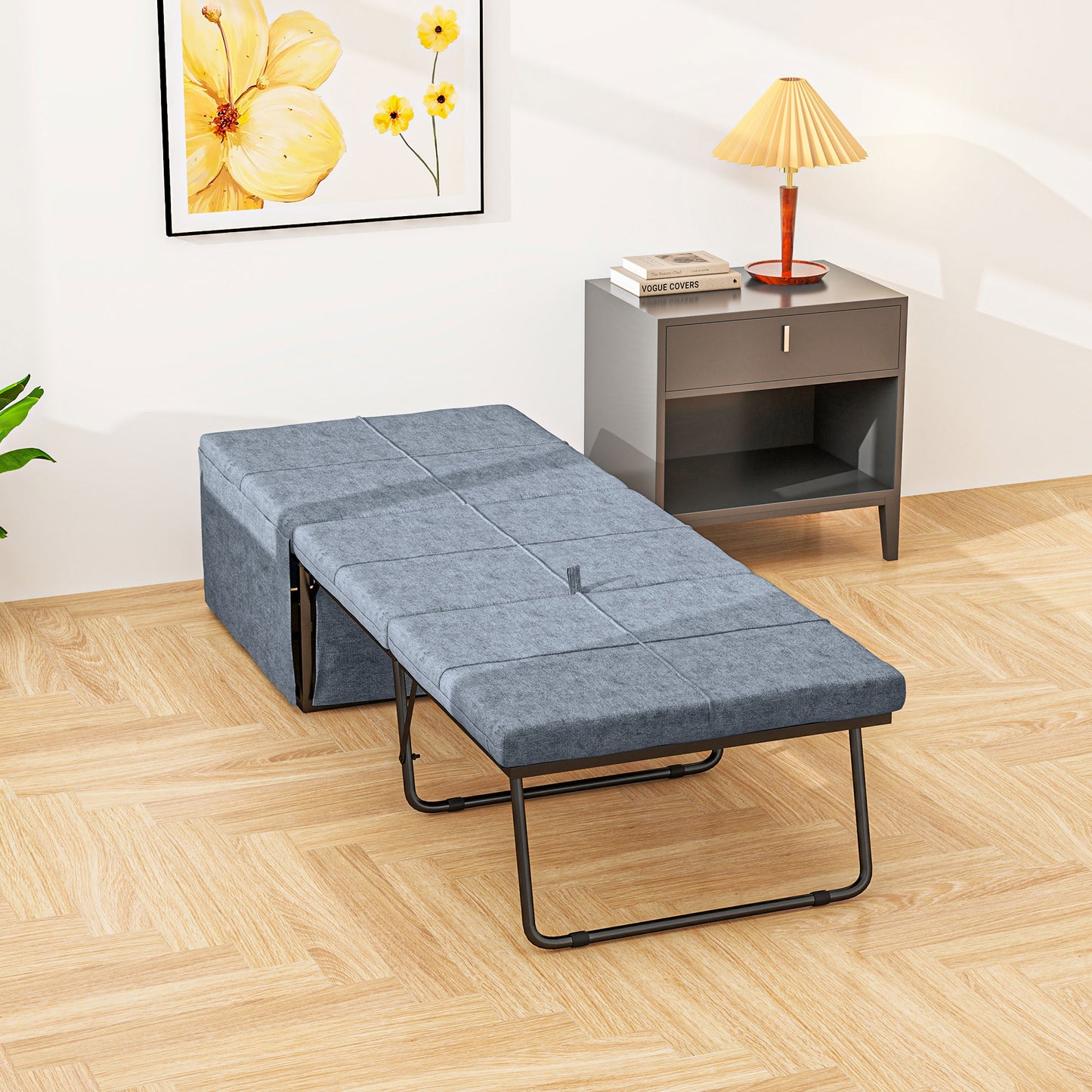 HOMCOM Cama Plegable 68x180 cm con Colchón de Espuma Mueble Cama Plegable con Funda de Protección Cama de Invitados Carga 120 kg Gris