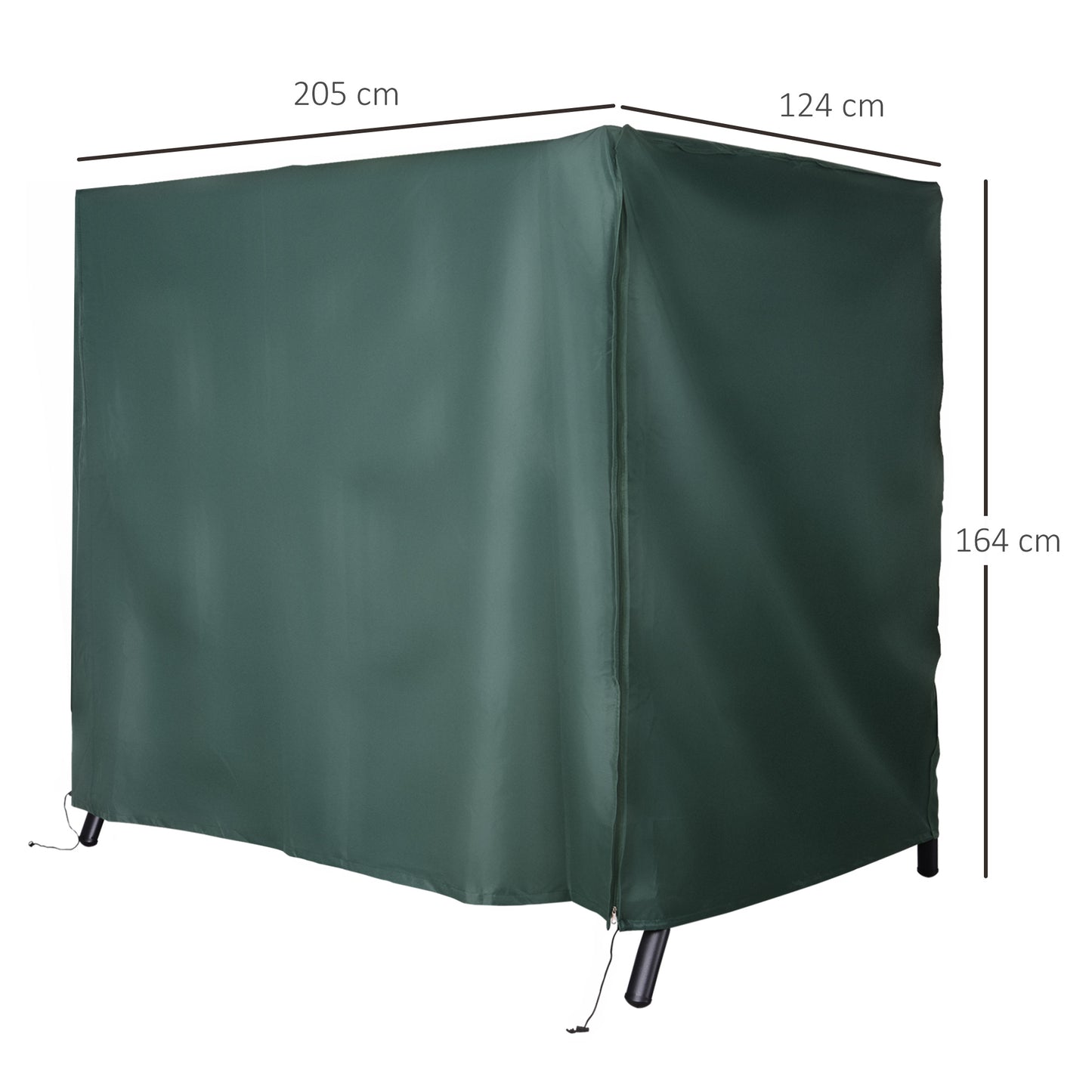 Outsunny Funda para Columpios de Exterior con Cremallera Cubierta Muebles para Exterior Ideal Columpios 205x124x164 cm Verde Oscuro