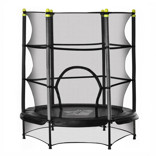 HOMCOM Trampolín para Niños de +3 Años Ø140x160 cm Cama Elástica de Salto Infantil con Red de Seguridad y Marco Acero para Interiores y Exteriores Carga 45 kg Negro