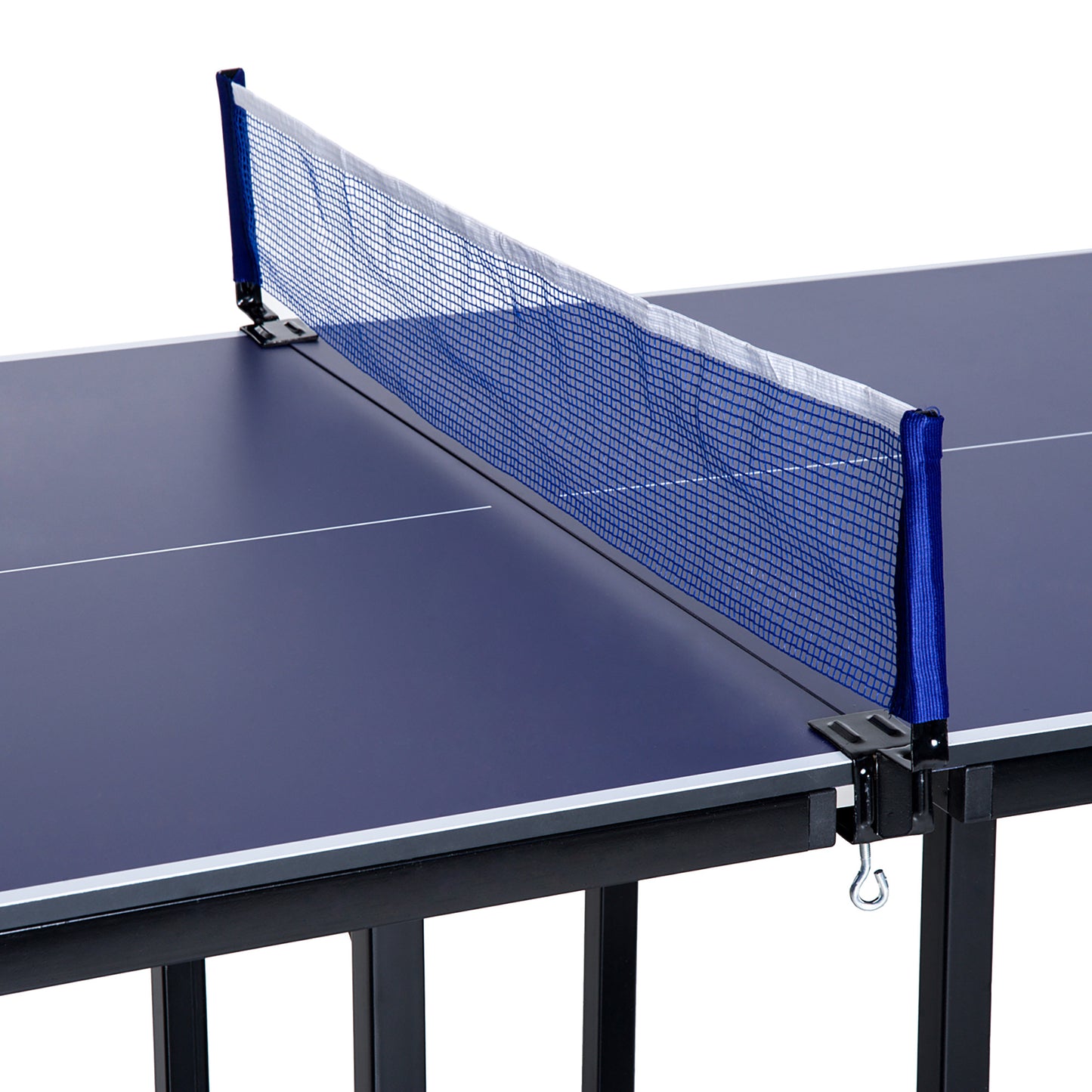 HOMCOM Mesa de Ping-Pong Plegable Mesa de Tenis de Mesa con Red y Marco de Acero para Interior y Exterior 182x91x76 cm Azul