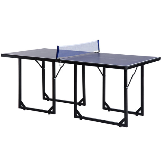 HOMCOM Mesa de Ping-Pong Plegable Mesa de Tenis de Mesa con Red y Marco de Acero para Interior y Exterior 182x91x76 cm Azul