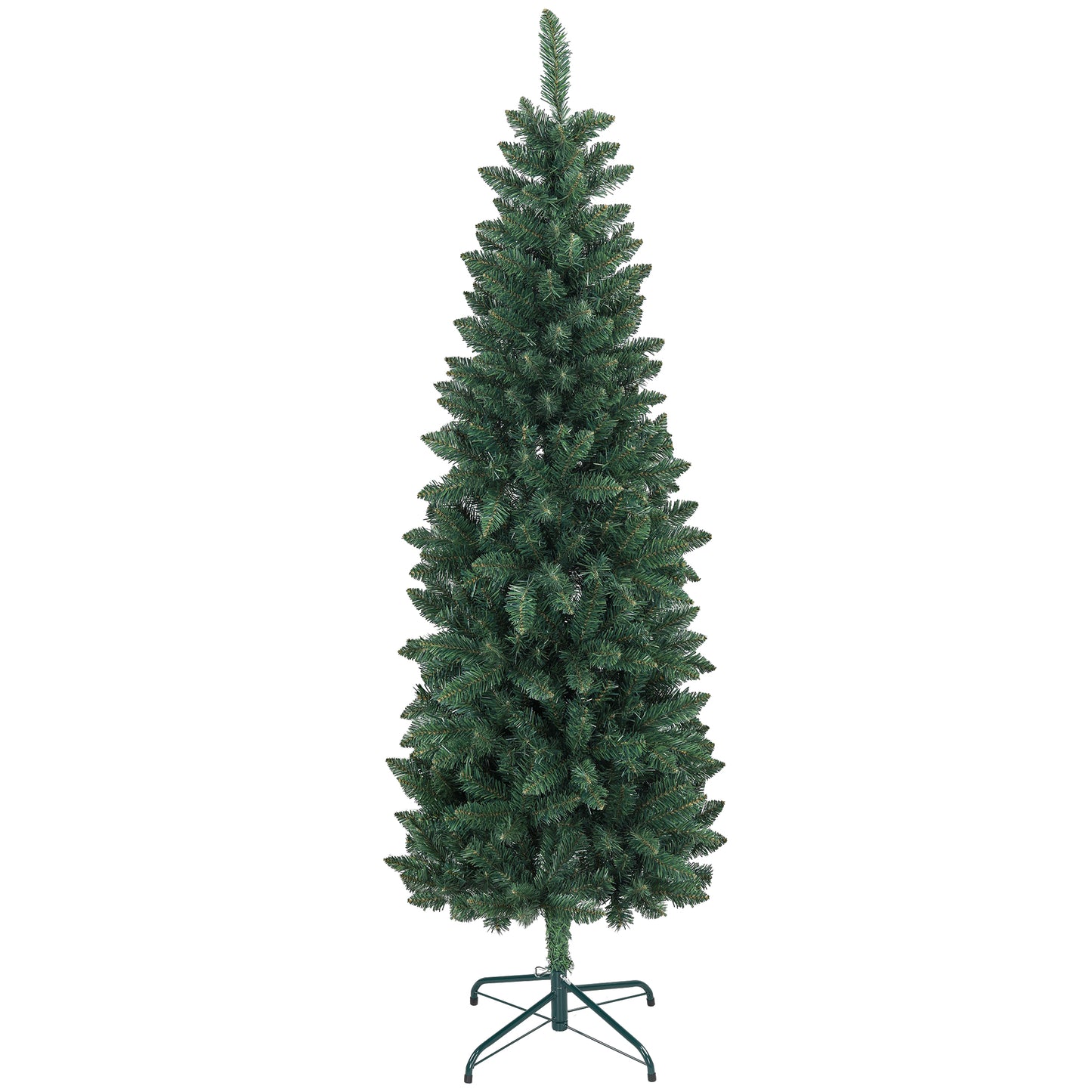 HOMCOM Árbol de Navidad Estrecho 180 cm Árbol de Navidad Grande Tipo Lápiz con Base Plegable y 479 Ramas para Dormitorio Oficina Verde