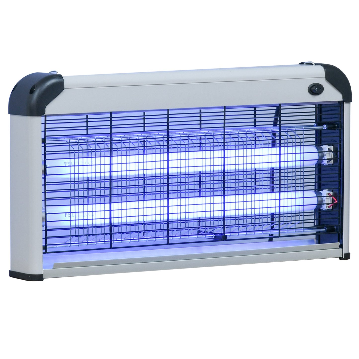 Outsunny Lámpara Antimosquitos Eléctrico 30W Mata Moscas Eléctrico Interior con Luz UV Efecto 60 m² para Jardín Terraza Patio 48,5x8,5x26,5 cm Plata