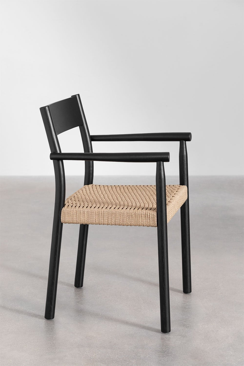 Pack de 2 sillas de jardín en madera de roble y cuerda trenzada Mara Negro -  SKLUM