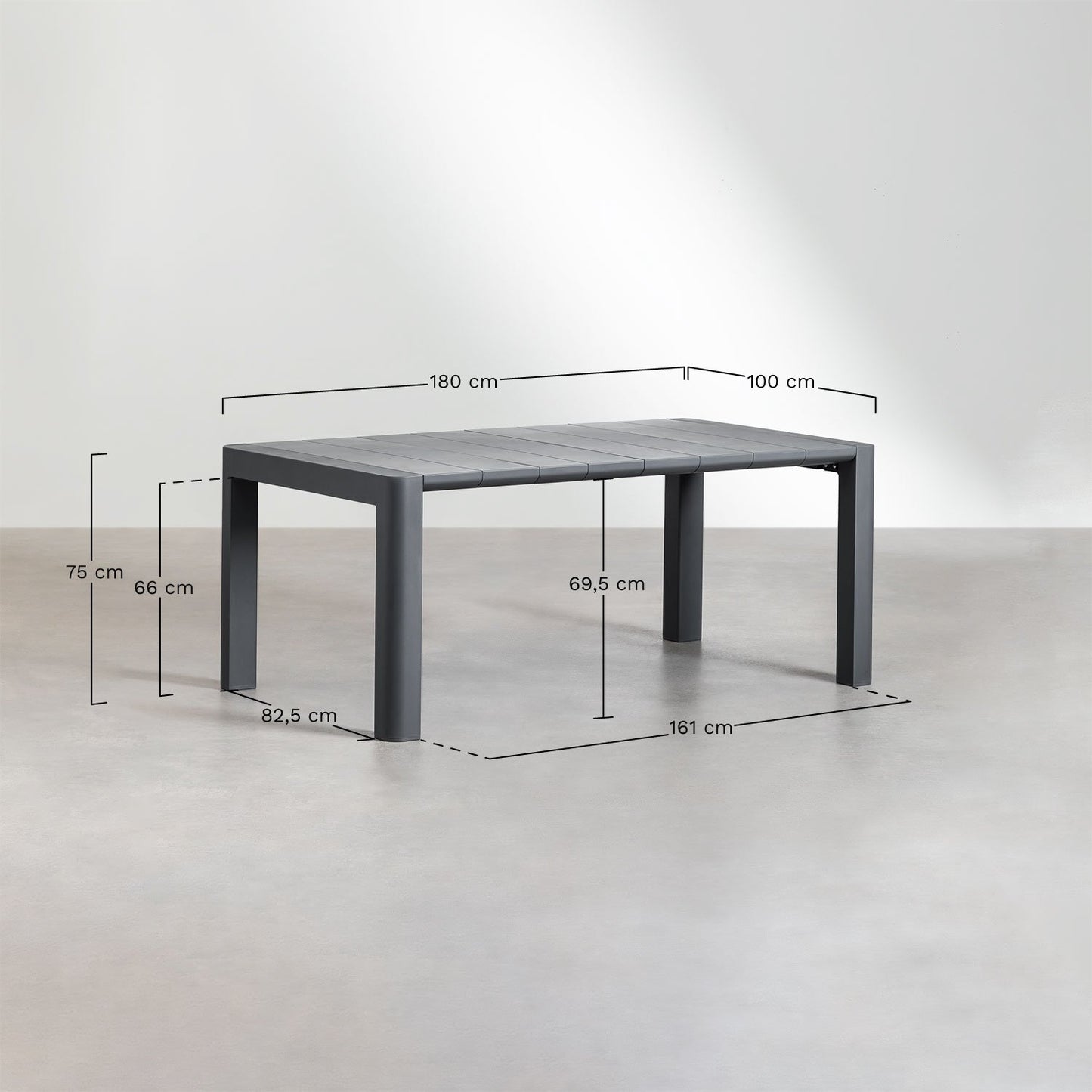 Set de Mesa Rectangular (180x100 cm) Arnadine y 6 Sillas de Comedor Apilables Omara Gris Claro -  SKLUM