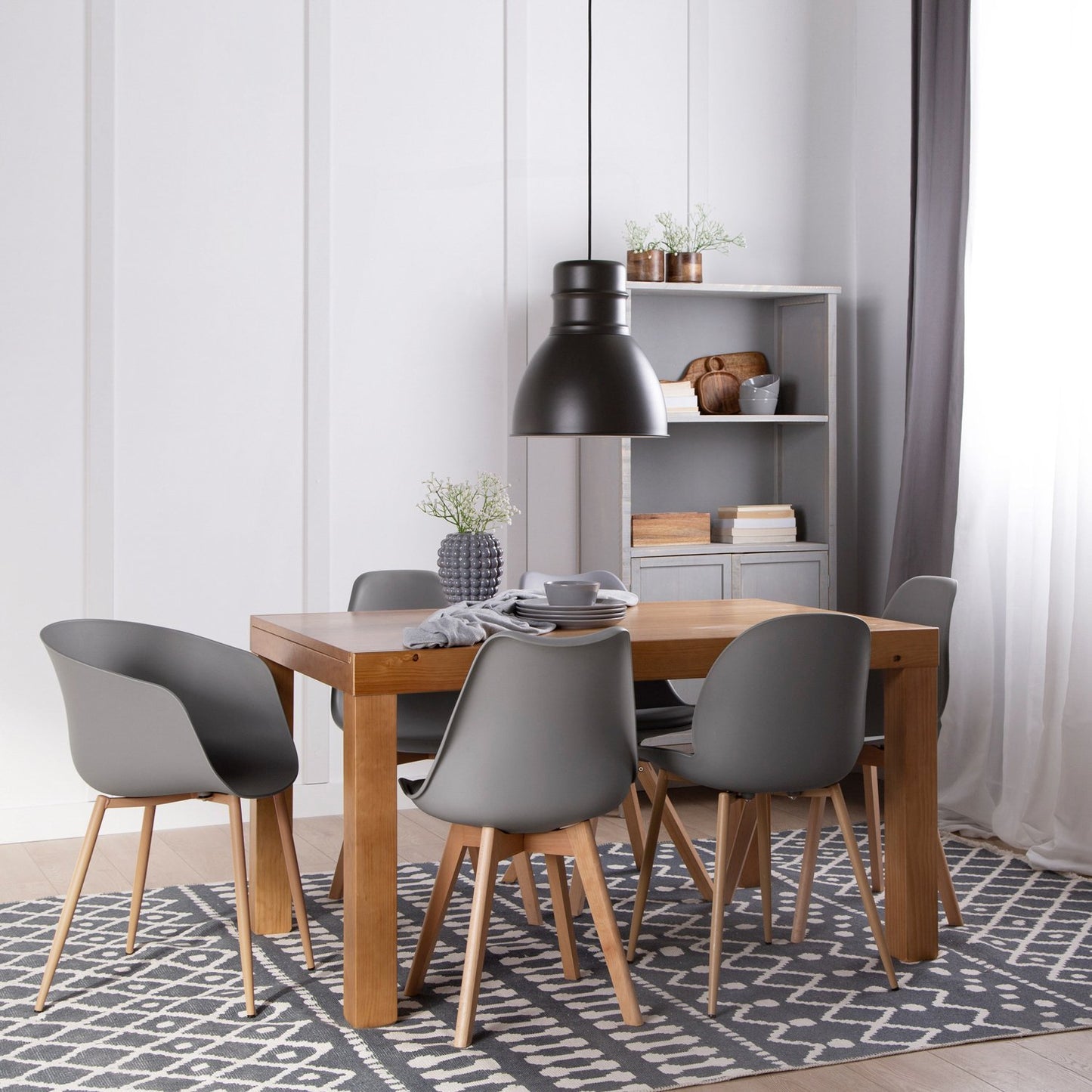 Silla de comedor con reposabrazos en polipropileno gris Clem -  Klast