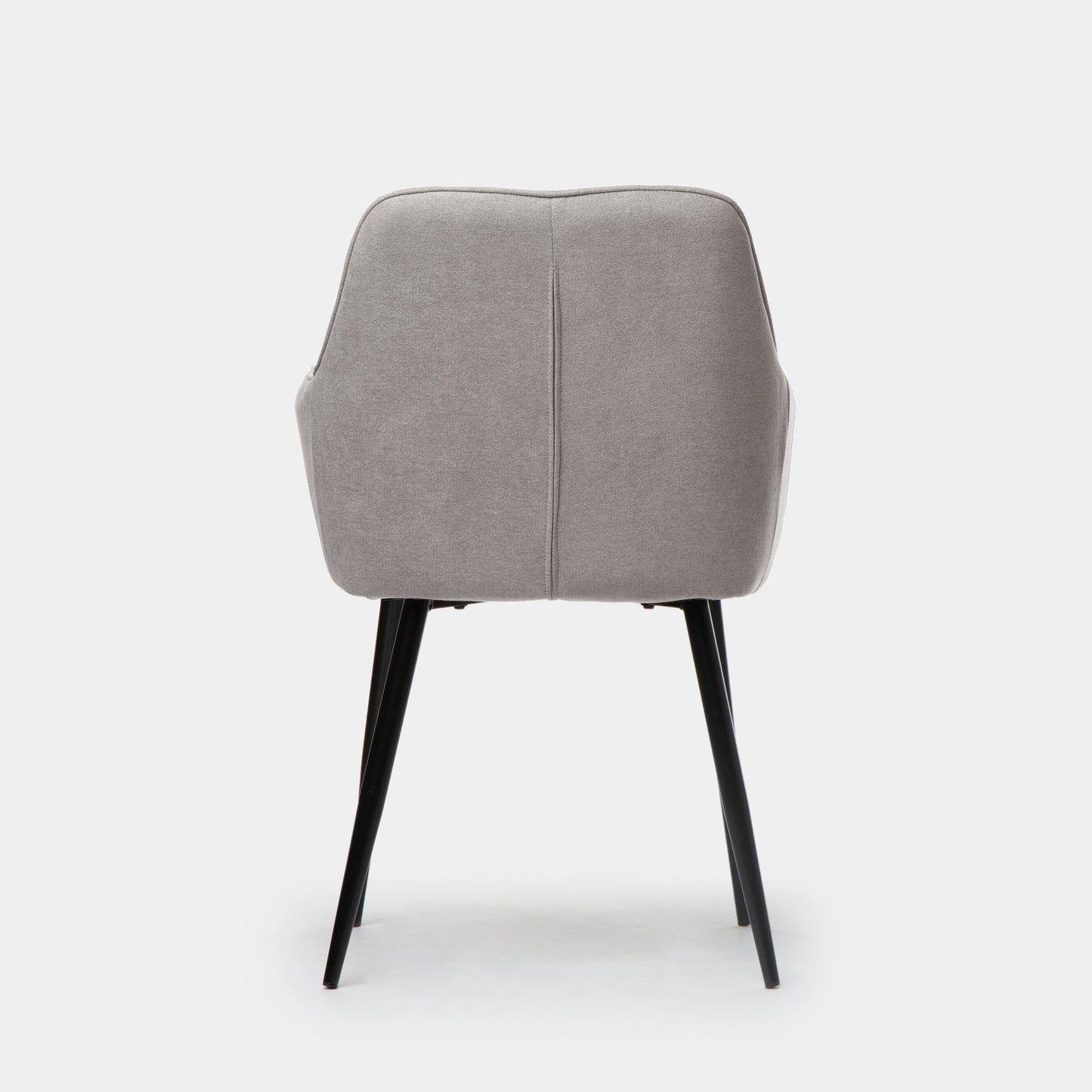 Silla de comedor con reposabrazos tapizada gris con pata negra Lizel -  Klast