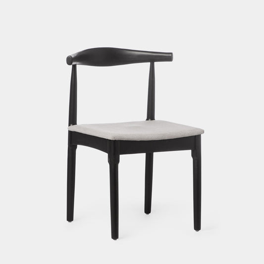 Silla de comedor en madera de hevea color negro y asiento tapizado gris Nira -  Klast