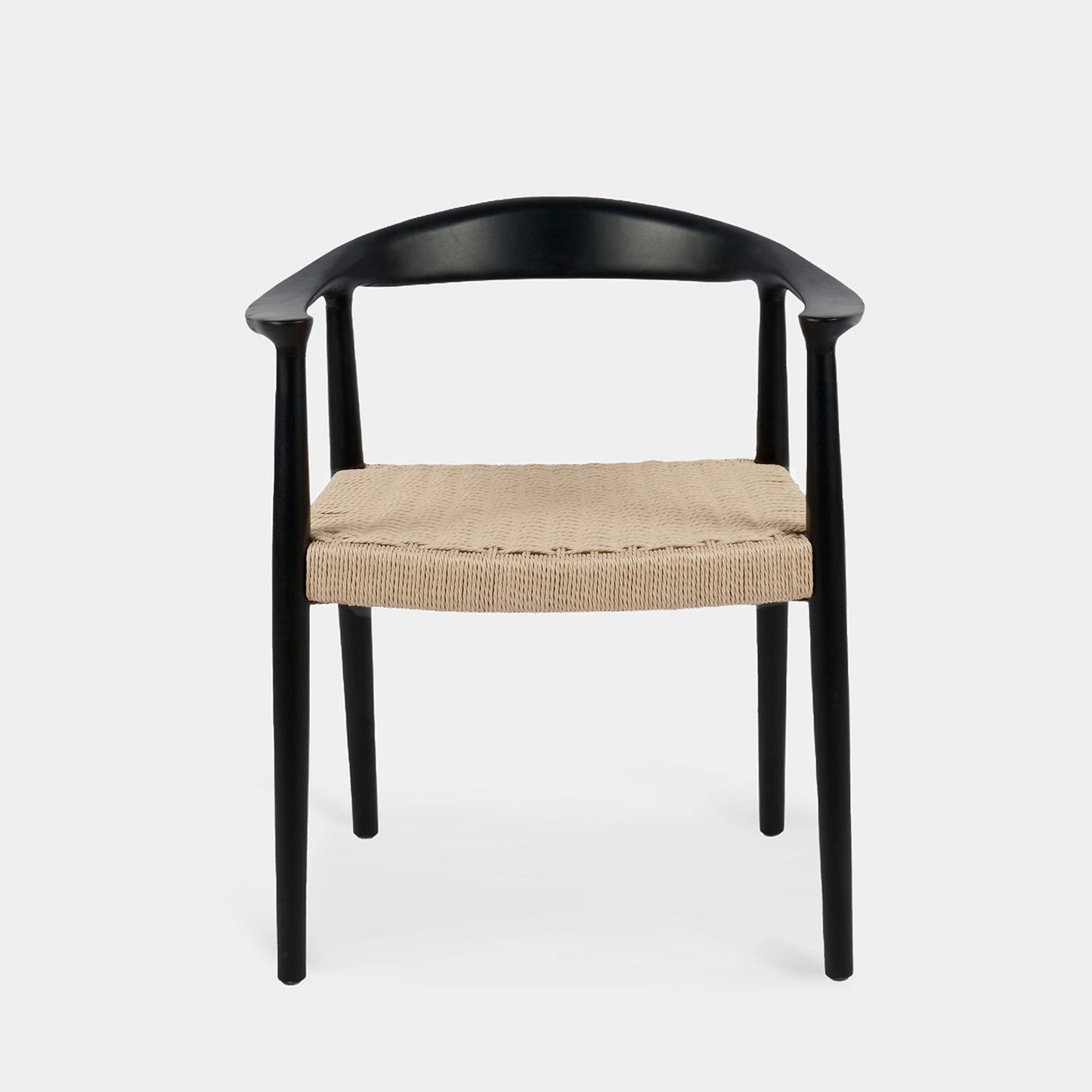 Silla de comedor en madera de hevea color negro y cuerda Thesa -  Klast