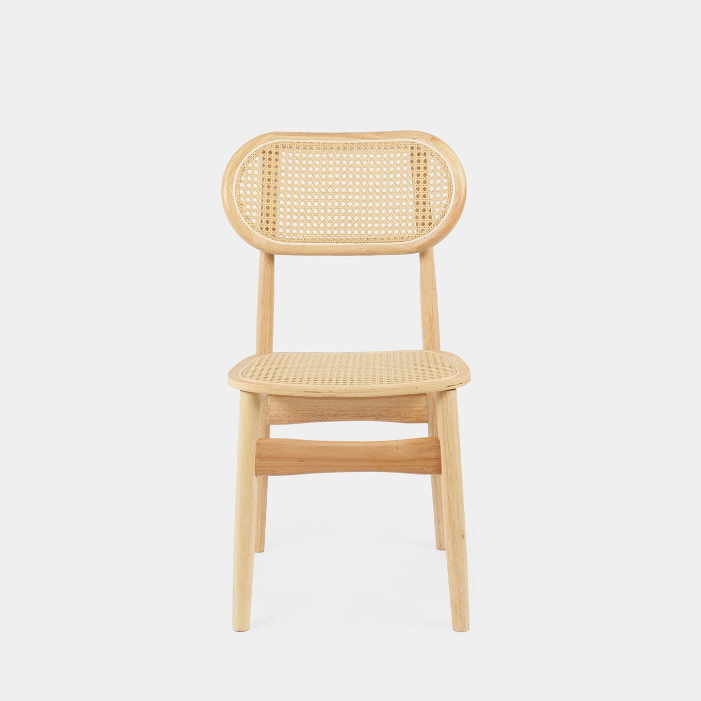 Silla de comedor en madera de hevea y ratán Moyl -  Klast